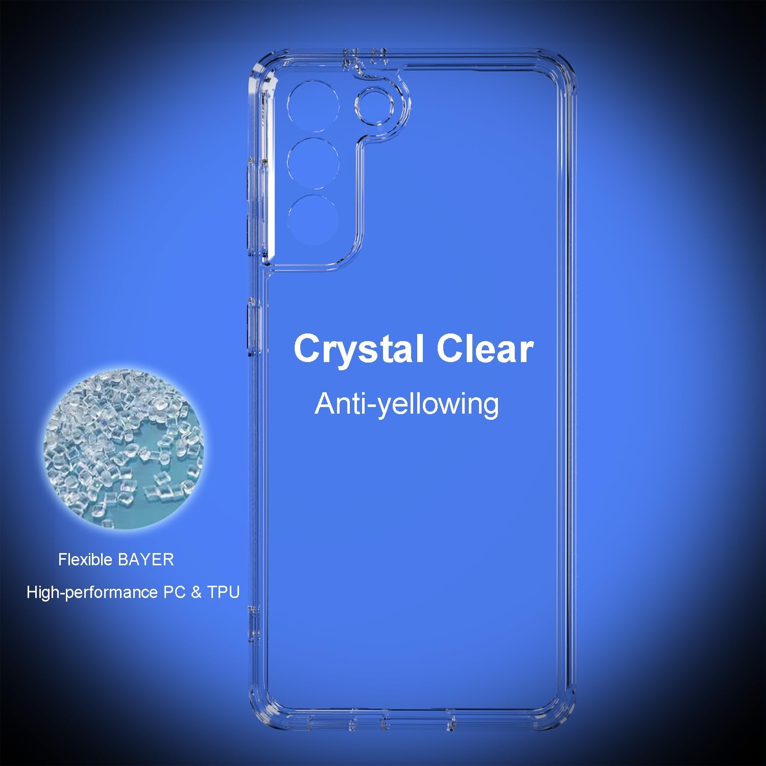 TENOC Clear Case Phone Case for Samsung Galaxy S21 5G Hard Back Cover | Non-Yellowing, Protective, Bumper