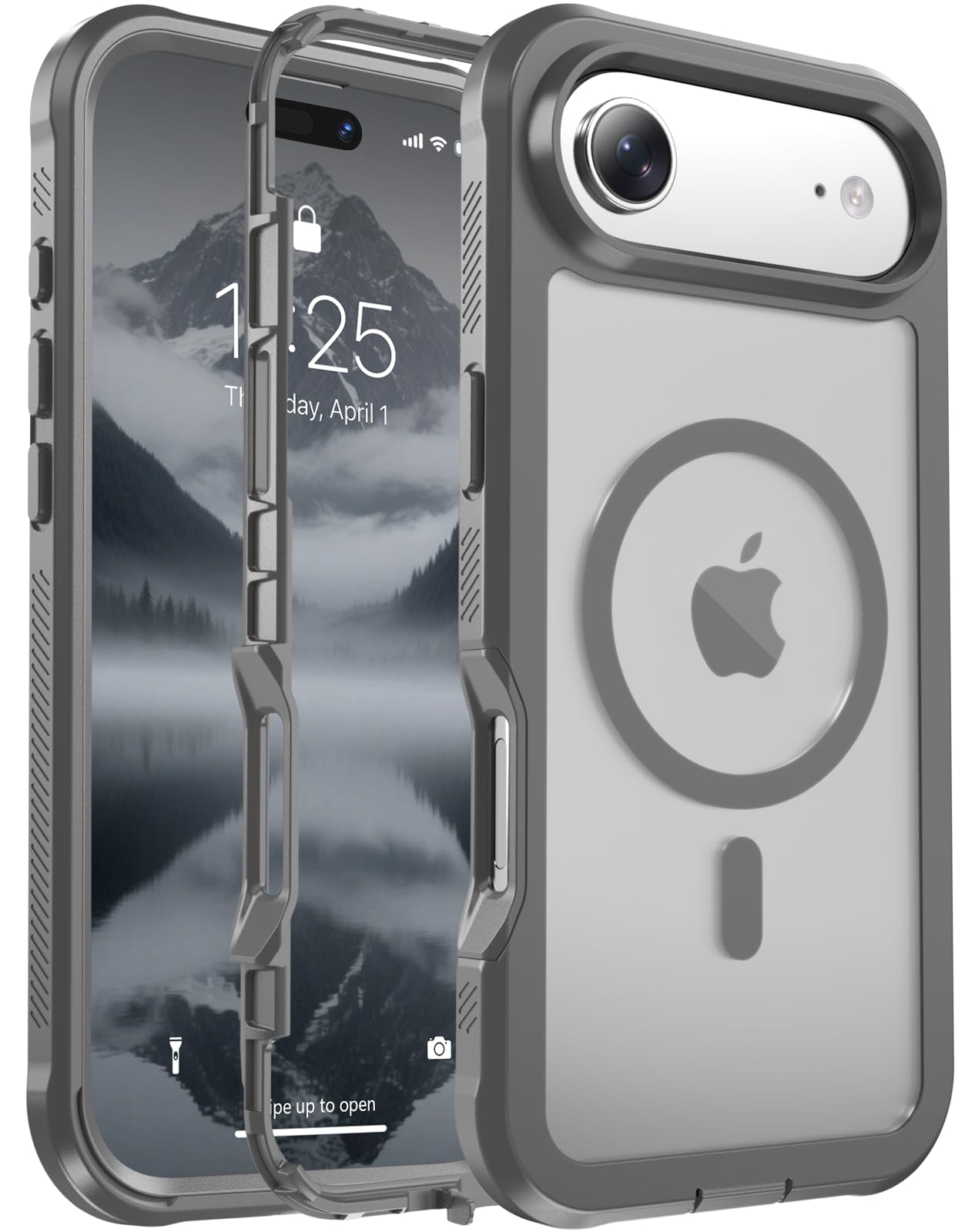Magnetic for iPhone 17 Case, [Compatible with MagSafe][Military Grade Drop Protection][Heavy Duty Protection][Non-Slip][Shockproof] 2-Layer Durable Bumper Phone Case 6.3''-Black
