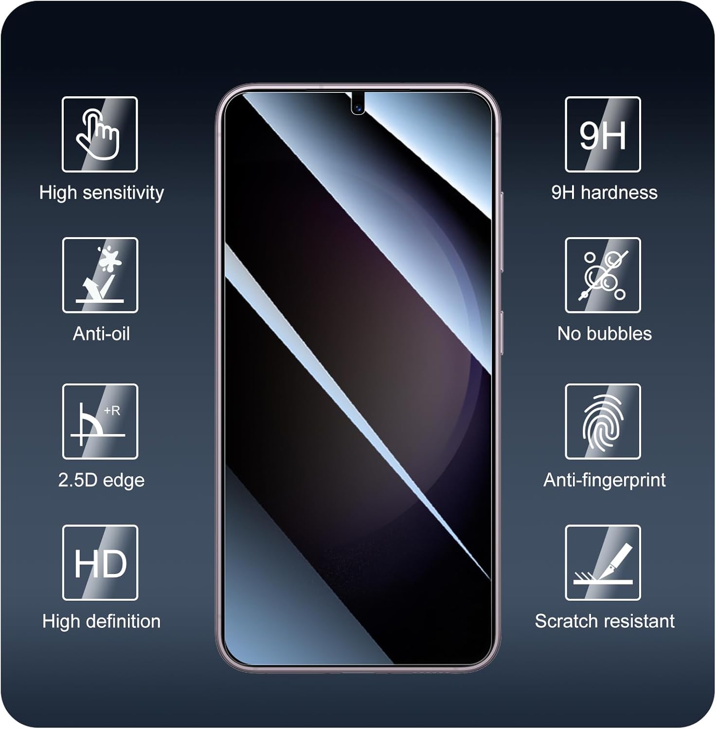 Privacy Screen Protector and Camera Lens Protector for Samsung Galaxy S23, Double Shatterproof Anti-Spy Tempered Glass Film, Private Protection, [Anti-Scratch][9H Hardness], 3-Pack Each