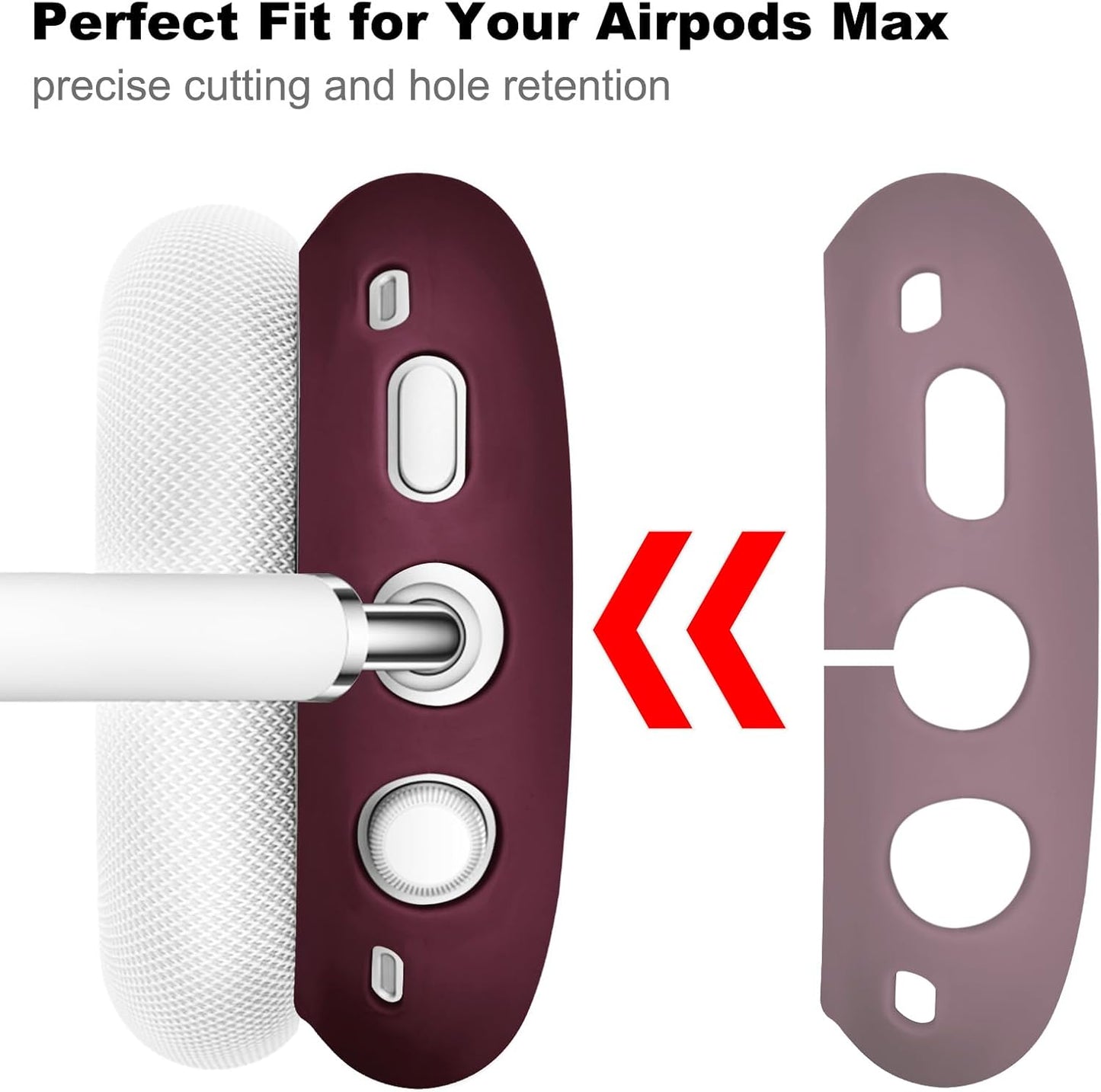 Filoto Case for Airpods Max Headphones,Ear Pad Case Cover/Ear Cups Co ver/Headband for AirPods Max(USB-C/Lightning)(2024/2020),Silicone for Apple Airpod Max,Accessories Cases(Burgundy)