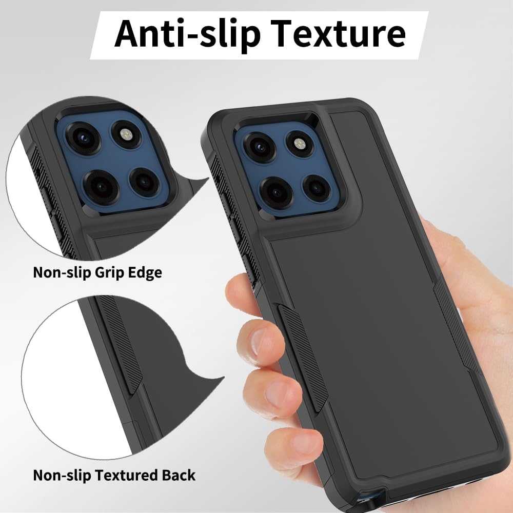 for Moto G Stylus 2025/2026 Case: Dual Layer Protective Heavy Duty Cell Phone Cover Shockproof Rugged with Screen Protector - Military Protection Bumper Tough - for G Stylus 2025/2026, Black