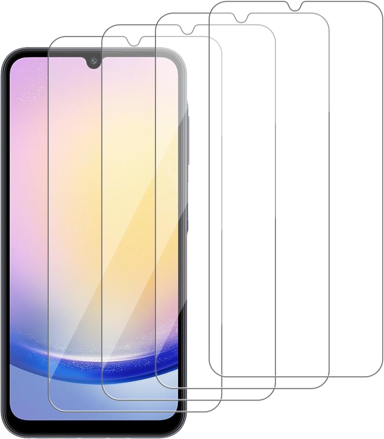 4 Pack Glass Screen Protector Compatible for Samsung Galaxy A25 5G / SM-A256E [9H Hardness]-HD Screen Tempered Glass, Scratch Resistant,Easy Install [Case Friendly]