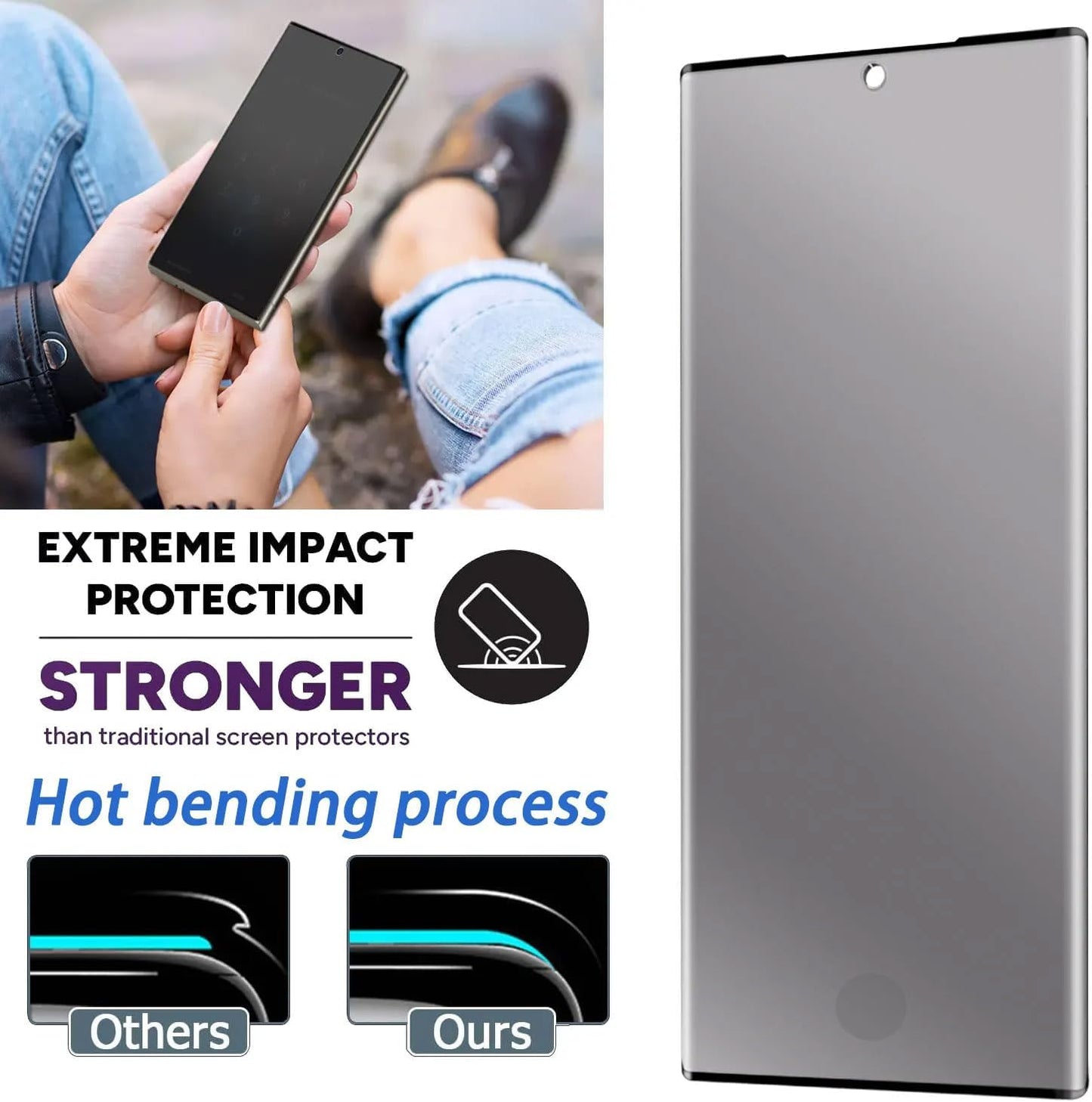 3 Pack Privacy Screen Protector for Samsung Galaxy Note 10, 9H Hardness [Anti-Scratch] Anti-Spy Tempered Glass Film for Samsung Galaxy Note 10 [Support Fingerprint Unlock]