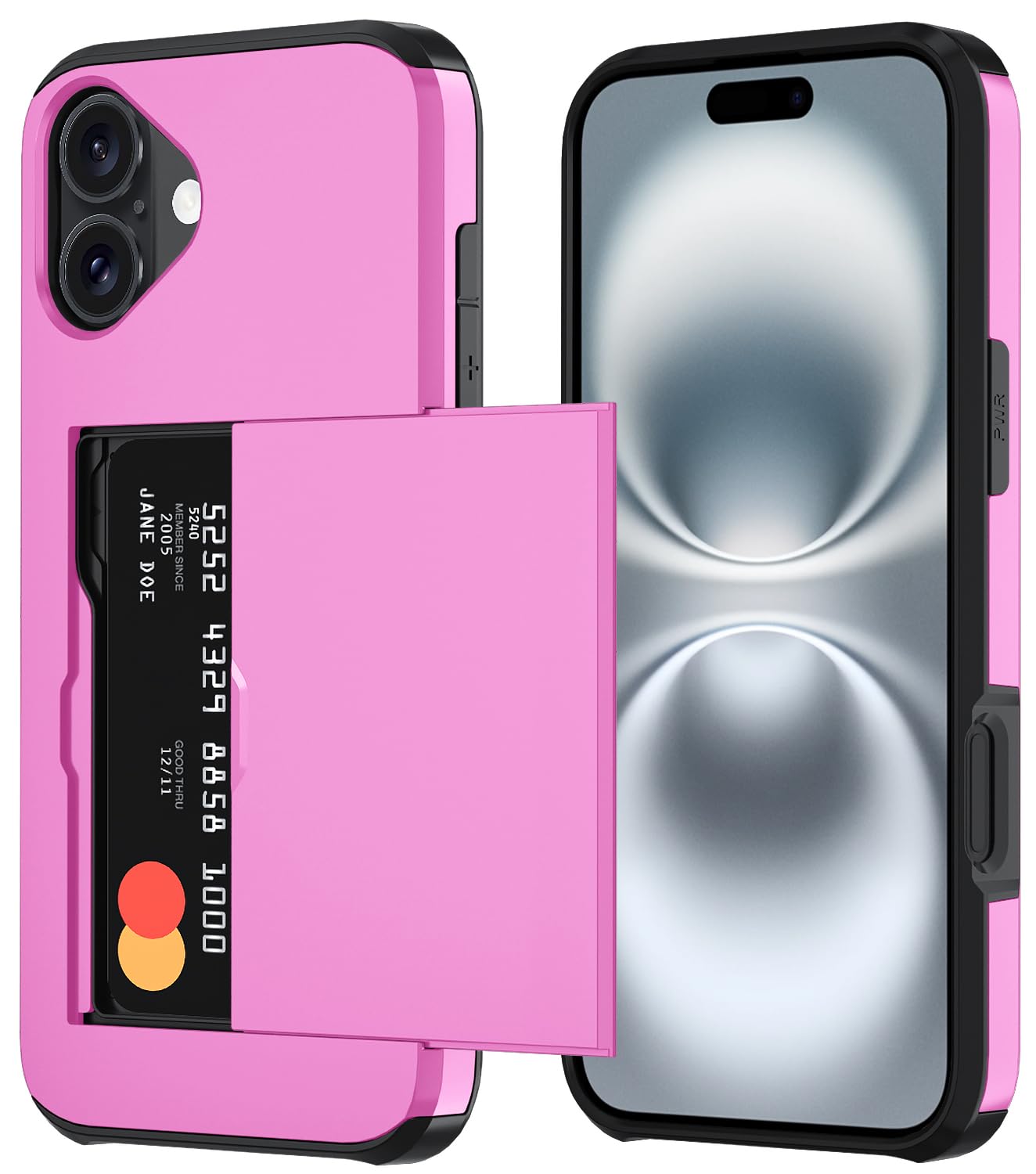 Qinmay Compatible with iPhone 17 Case Wallet,Built-in Card Holder, Heavy Duty Protective Dual Layer Shockproof Hidden Card Slot Slim Wallet Phone Cover for iPhone 17 ，Black