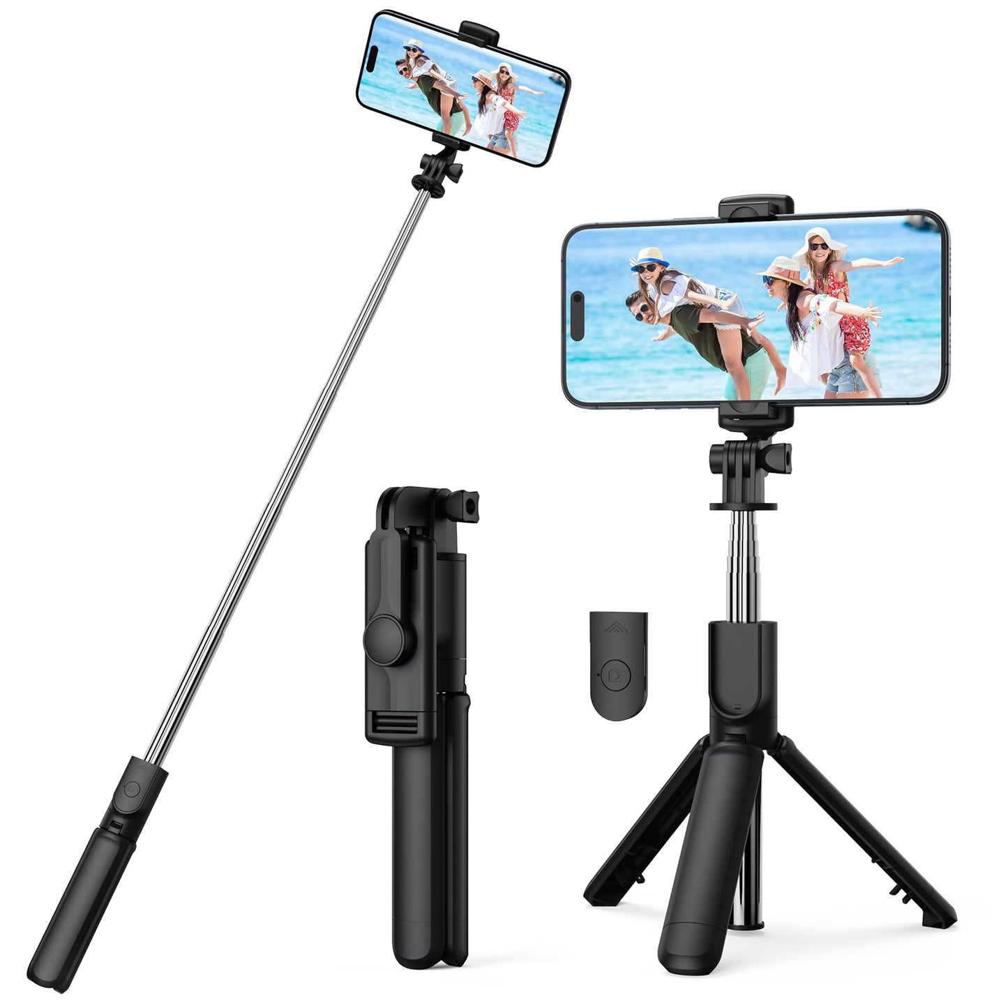 Pink Selfie Stick Tripod, with Wireless Remote Control, Live Streaming and Video Recording, Compatible with Android, iPhone and More