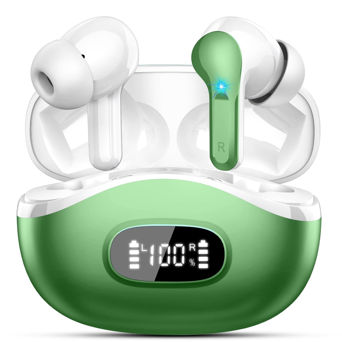 Wireless Earbuds, Bluetooth Headphones 5.4 HiFi Stereo, Ear Buds with 4 ENC Noise Cancelling Mics, 48H Bluetooth Earbuds with Dual LED Display, IP7 Waterproof in Ear Earphones for Android iOS, Black