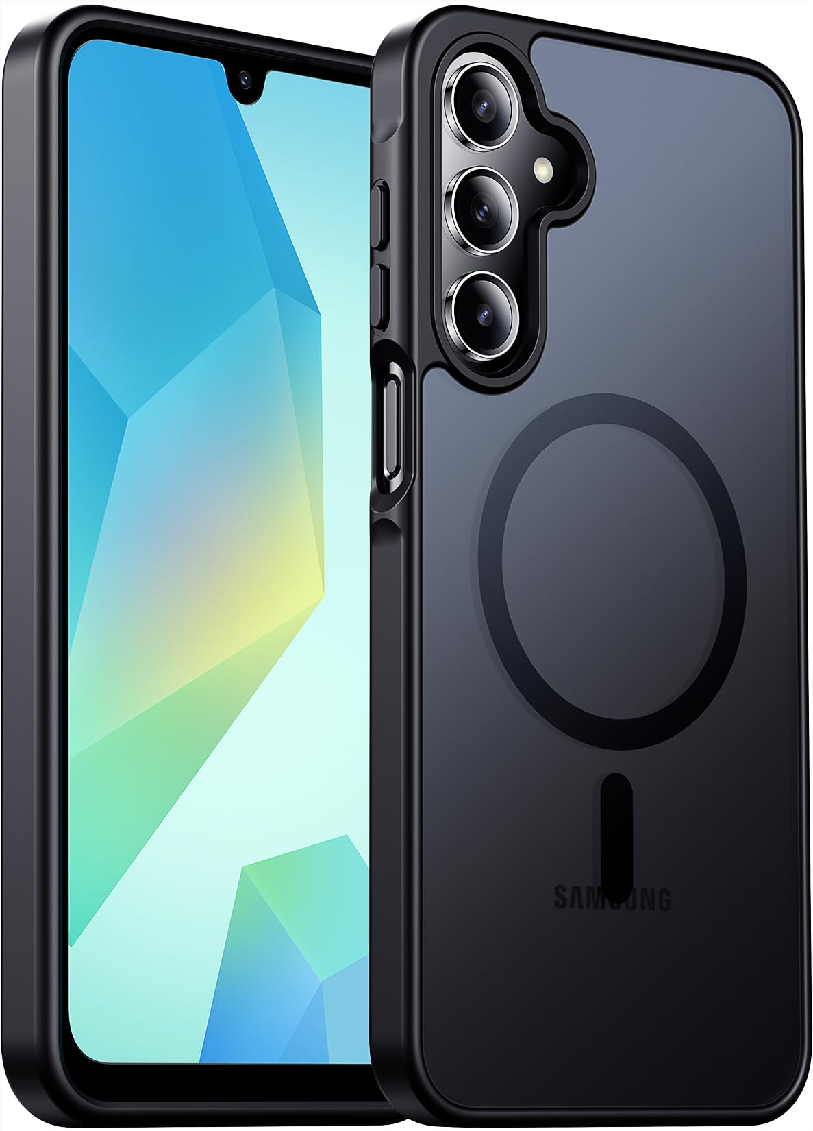 Designed for Magnetic Samsung Galaxy S24 Case,[Compatible with MagSafe] [Military Grade Drop Protection] Slim Translucent Matte Shockproof with Anti-Fingerprint Phone Case-Black
