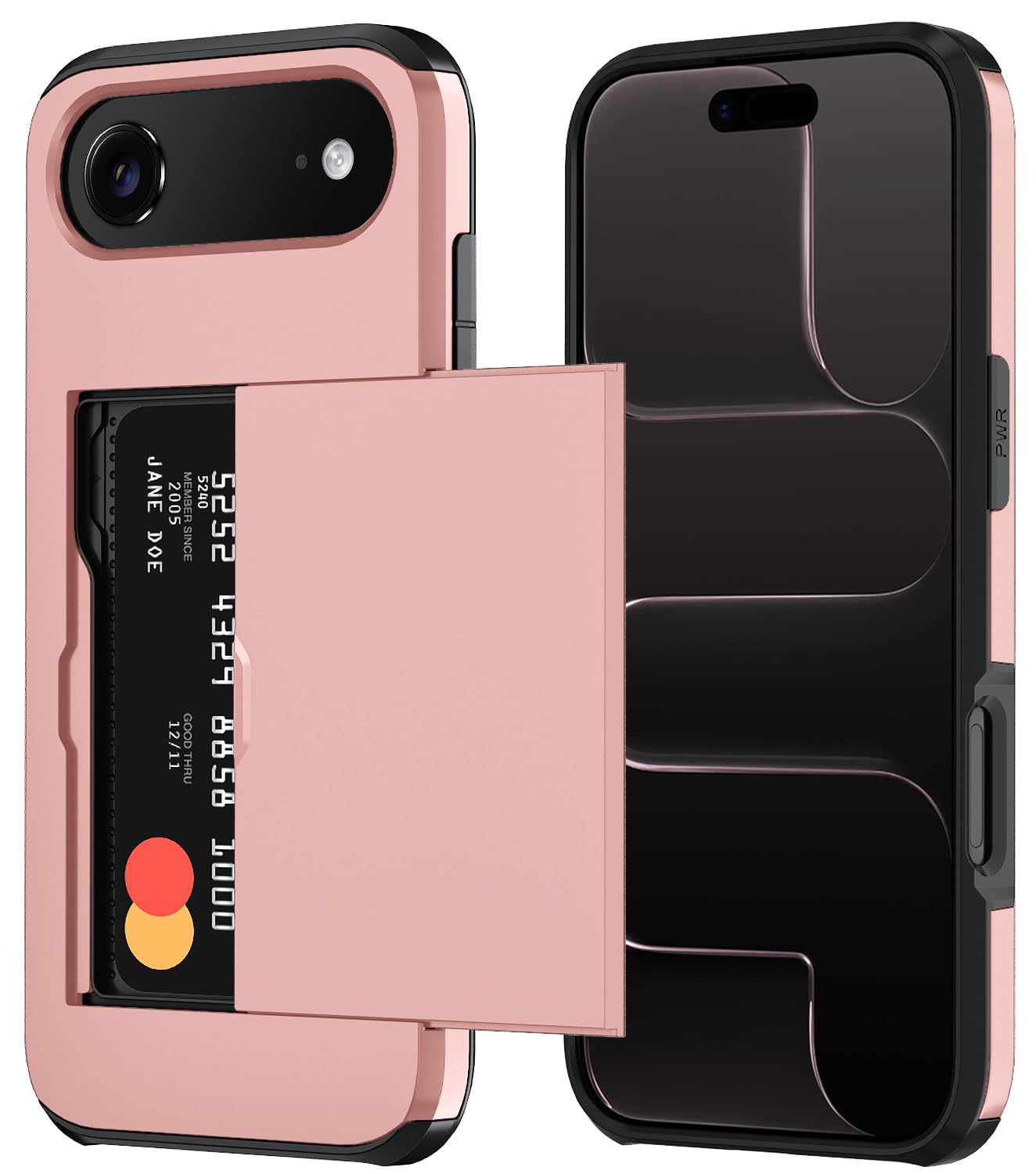 Qinmay Compatible with iPhone 17 Case Wallet,Built-in Card Holder, Heavy Duty Protective Dual Layer Shockproof Hidden Card Slot Slim Wallet Phone Cover for iPhone 17 ，Black