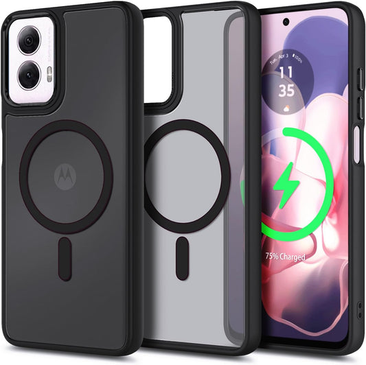 YZB Magnetic for Motorola Moto G Power-5G-2024 Case, Black | Compatible with MagSafe, Translucent Matte Scratch-Resistant Back, Military-Grade Protection Shockproof Slim Phone Cover