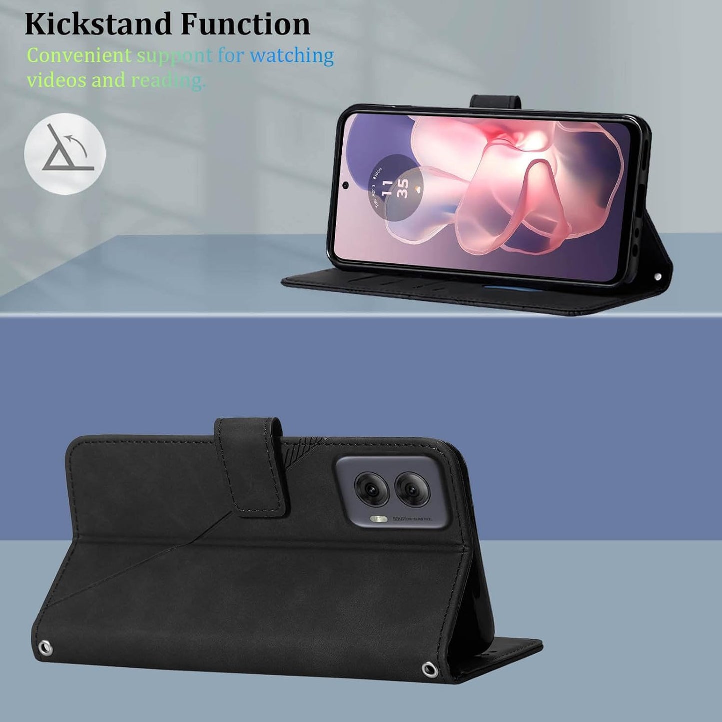 for Moto G Power 5G 2024 Case Wallet, Card Holder Slots, Wrist Strap, TPU Interior Protective, Stand PU Leather Flip Cover for Moto G Power 5G 2024 (Black)