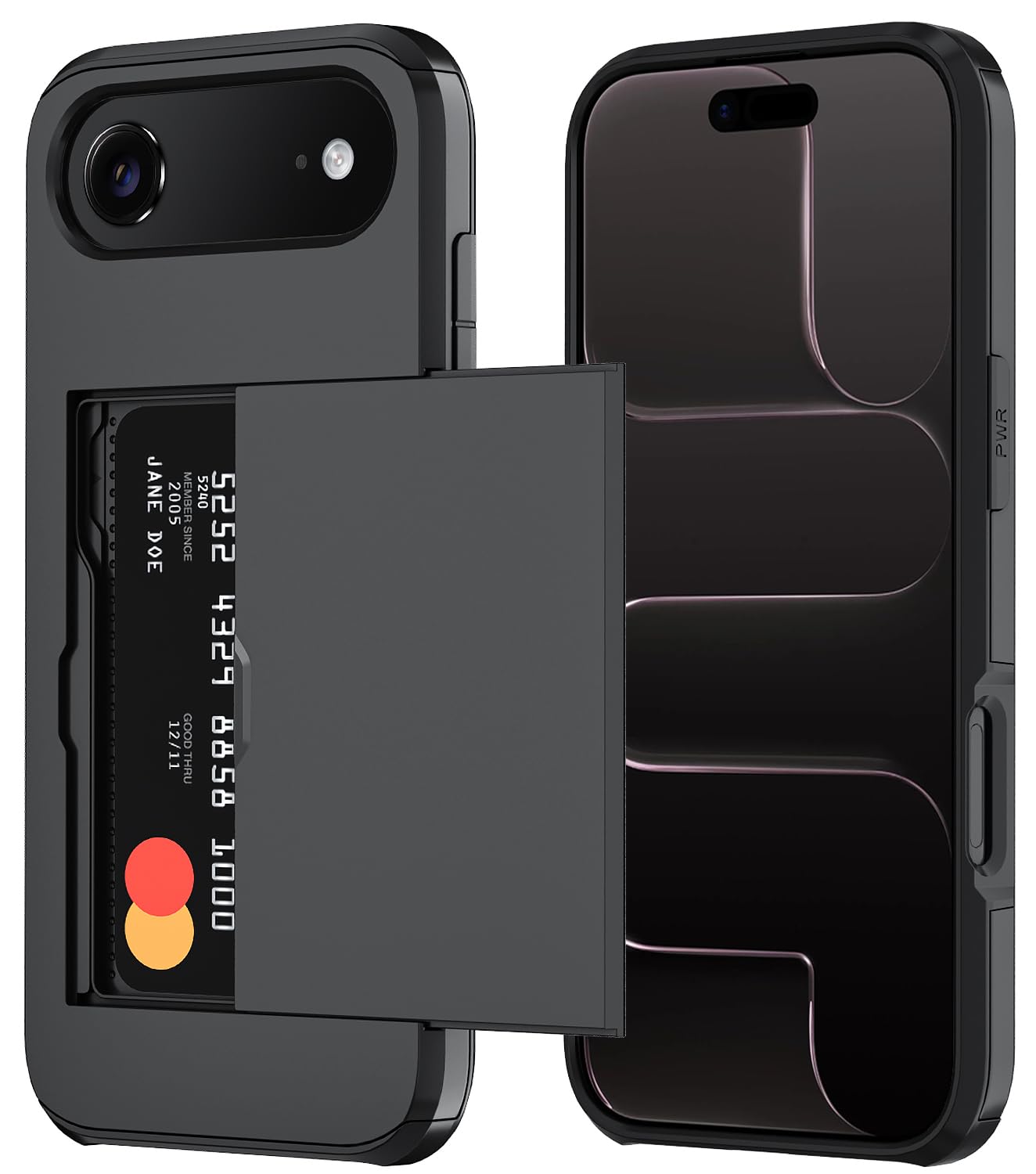 Qinmay Compatible with iPhone 17 Case Wallet,Built-in Card Holder, Heavy Duty Protective Dual Layer Shockproof Hidden Card Slot Slim Wallet Phone Cover for iPhone 17 ，Black