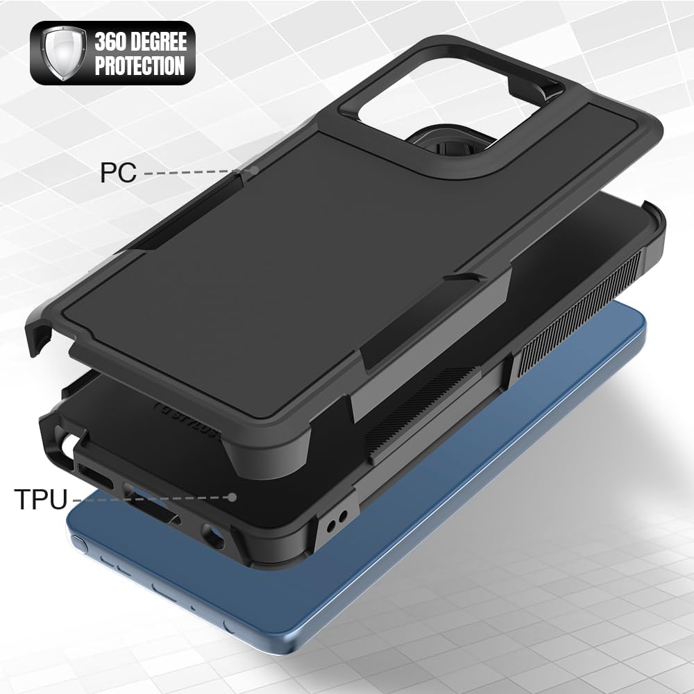 for Moto G Stylus 2025/2026 Case: Dual Layer Protective Heavy Duty Cell Phone Cover Shockproof Rugged with Screen Protector - Military Protection Bumper Tough - for G Stylus 2025/2026, Black