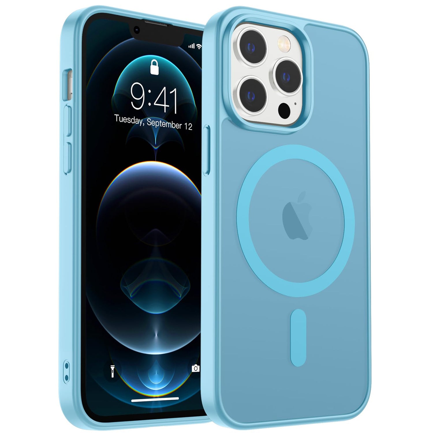 Magnetic for iPhone 17 Case, Upgraded [Camera Control Button] [Full Camera Protection] [with 1 Screen Protector] Translucent Matte Shockproof Protective Phone Cover, Mist Blue