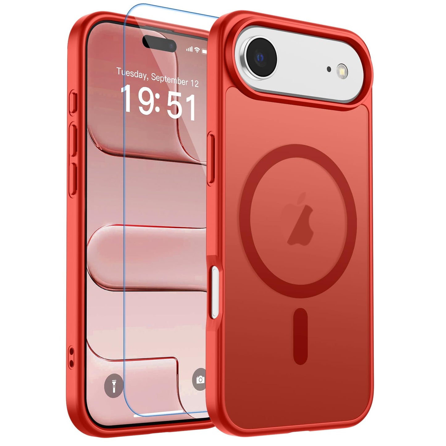 Magnetic for iPhone 17 Case, Upgraded [Camera Control Button] [Full Camera Protection] [with 1 Screen Protector] Translucent Matte Shockproof Protective Phone Cover, Mist Blue