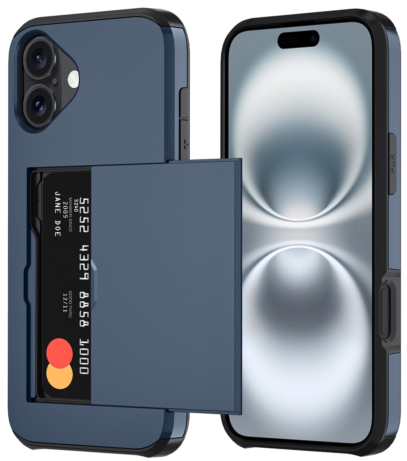 Qinmay Compatible with iPhone 17 Case Wallet,Built-in Card Holder, Heavy Duty Protective Dual Layer Shockproof Hidden Card Slot Slim Wallet Phone Cover for iPhone 17 ，Black