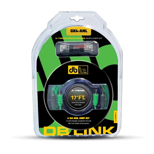 DB Link® X-Treme Green Series 4-Gauge Amp Installation Kit with 80-Amp ANL Fuse