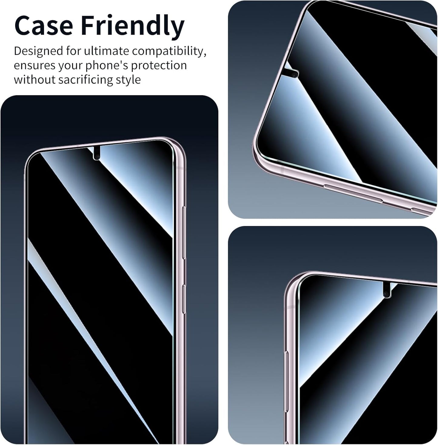 Privacy Screen Protector and Camera Lens Protector for Samsung Galaxy S23, Double Shatterproof Anti-Spy Tempered Glass Film, Private Protection, [Anti-Scratch][9H Hardness], 3-Pack Each