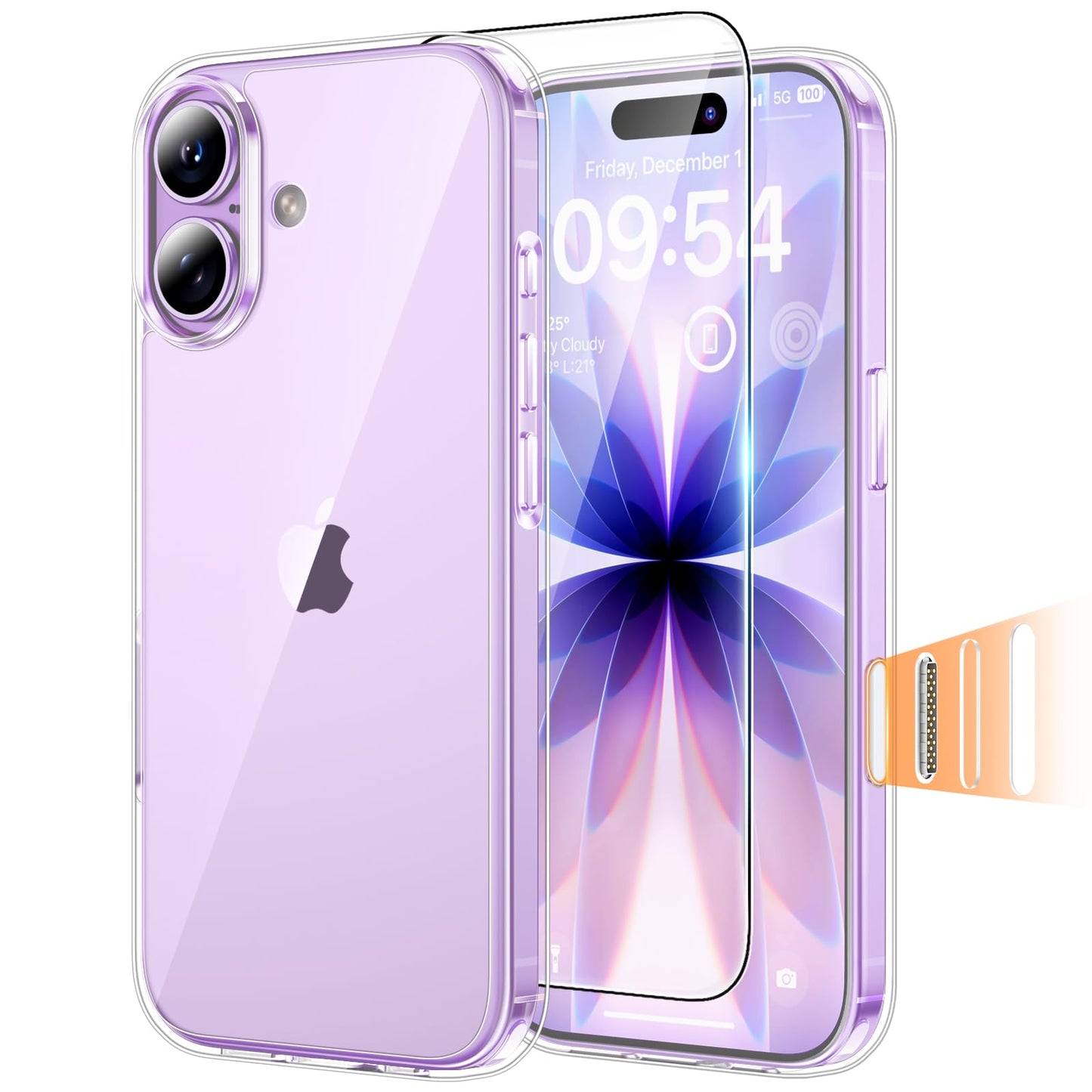 TAURI for iPhone 17 Case, Anti-Yellowing with Screen Protector, Military-Grade Protection Shockproof Slim Phone Case for iPhone 17, Clear