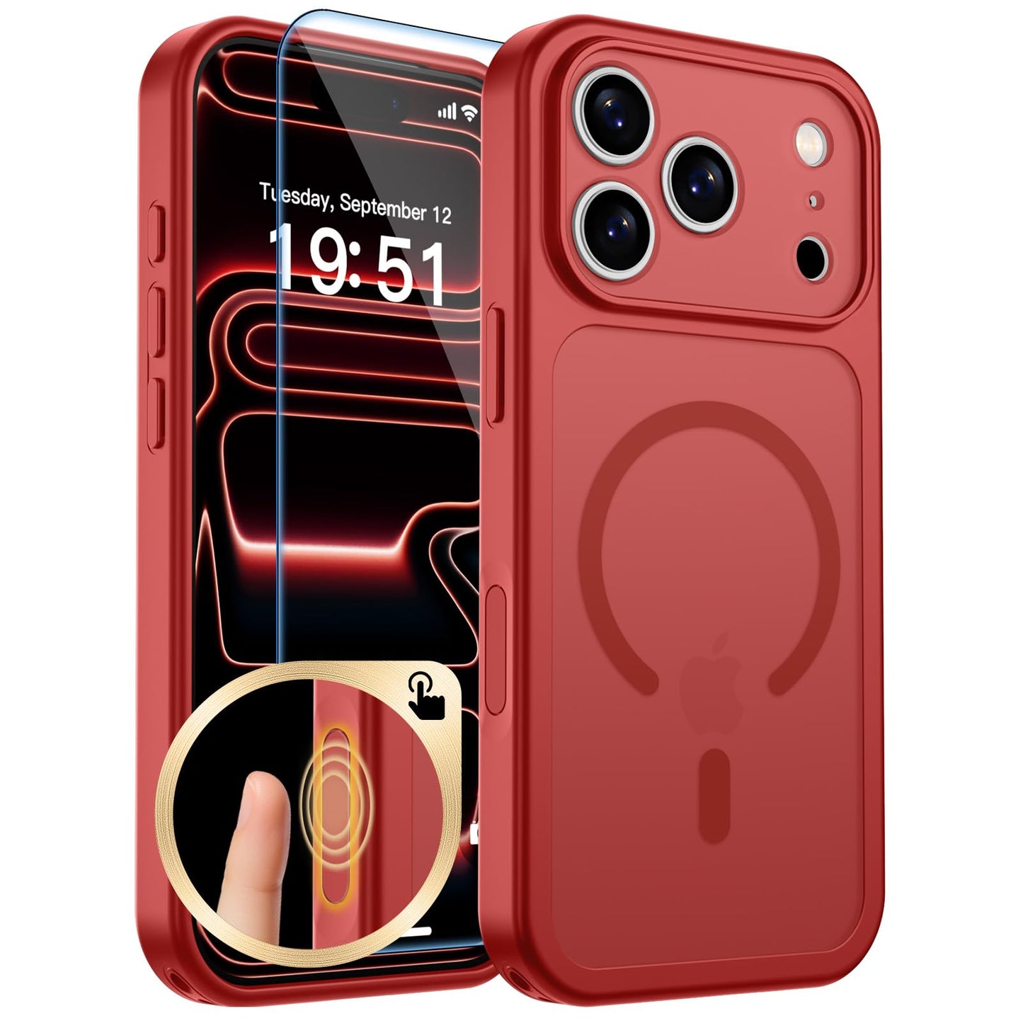 Magnetic for iPhone 17 Case, Upgraded [Camera Control Button] [Full Camera Protection] [with 1 Screen Protector] Translucent Matte Shockproof Protective Phone Cover, Mist Blue
