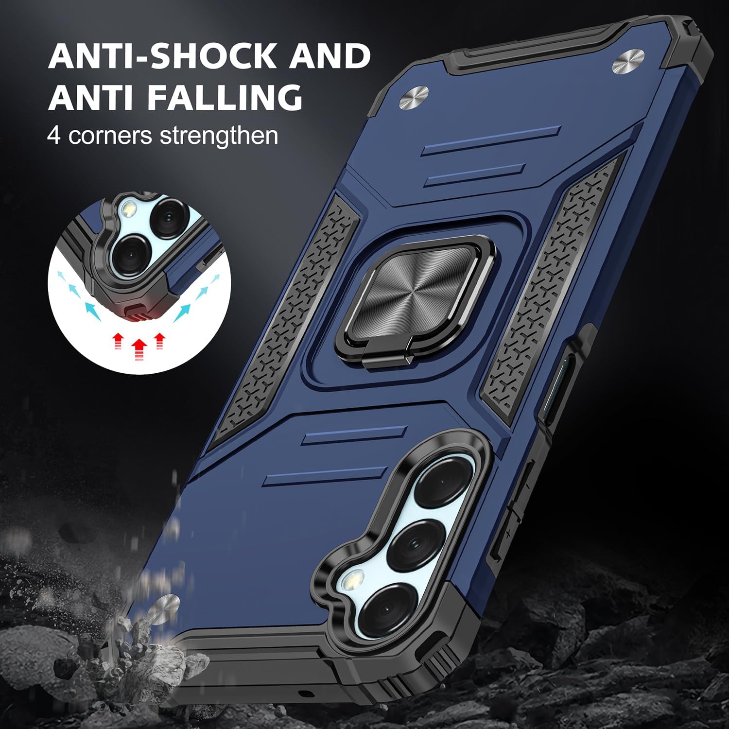Dionsibei Galaxy A25 5G Case Military Grade Built-in Kickstand Case with Stand Holster Armor Heavy Duty Shockproof Cover Protective Case for Samsung Galaxy A25 5G Phone Case for Men Women (Blue)
