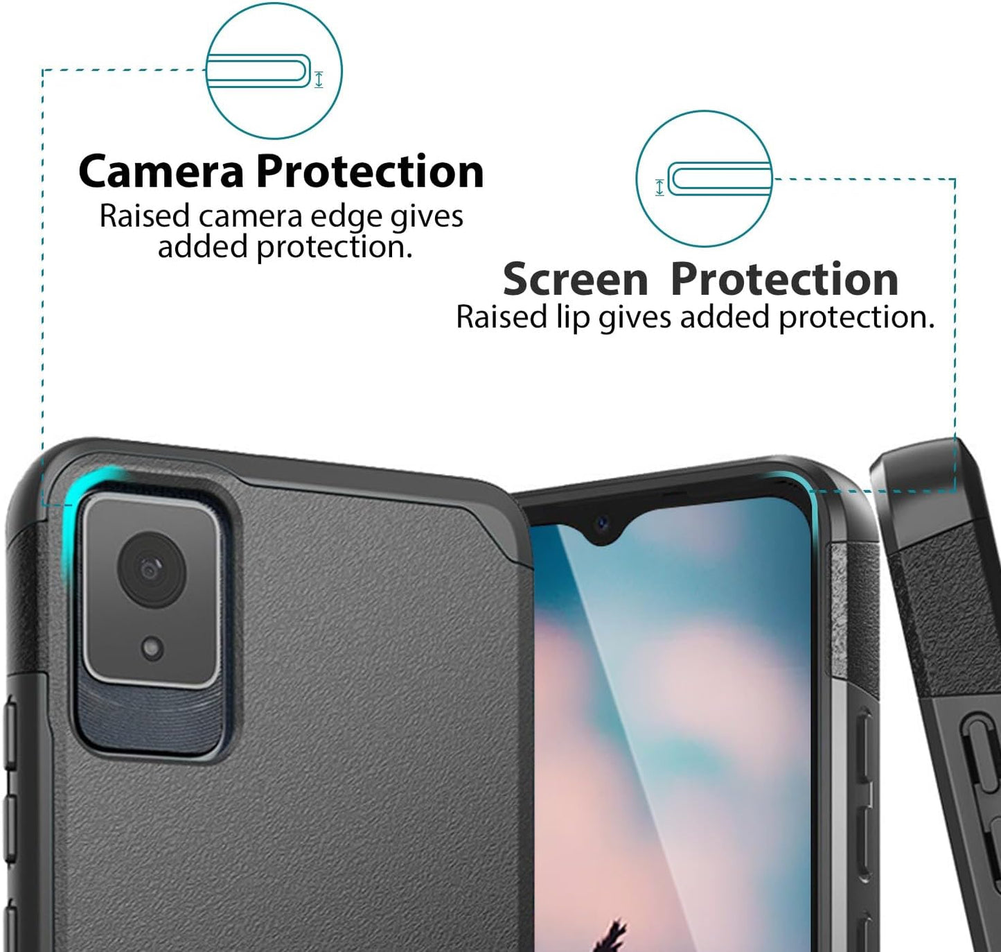 TJS Compatible for TCL K11 T432W Phone Case (Black)