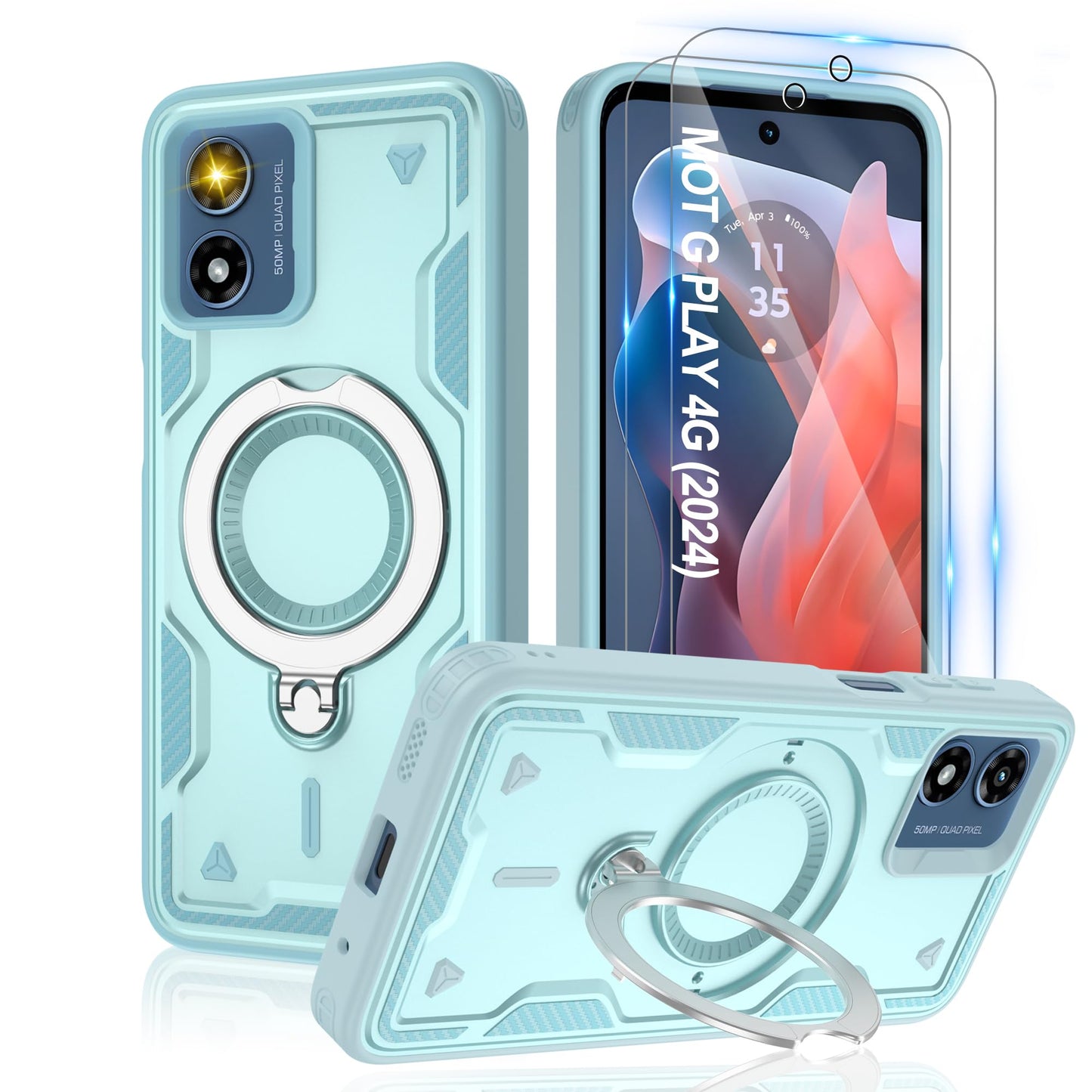 Gritup for Moto G Power 5G 2026/2025 Magnetic Case Compatible with MagSafe & HD Screen Protector×2 Metal Rotated Kickstand Military Grade Shockproof Protective Moto G Power 5G 2026/2025 Black