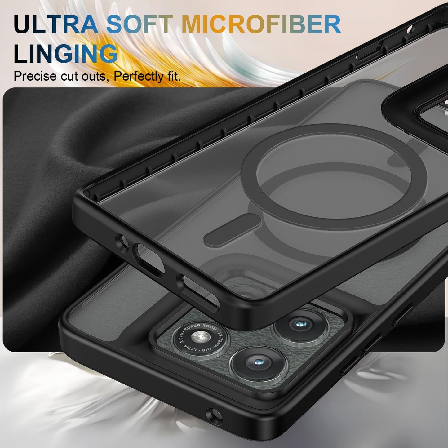 Magnetic for Motorola Edge 5G 2025 Case with Tempered Glass Screen Protector Matte Translucent Shockproof Protective Bumper Phone Cover (Black)