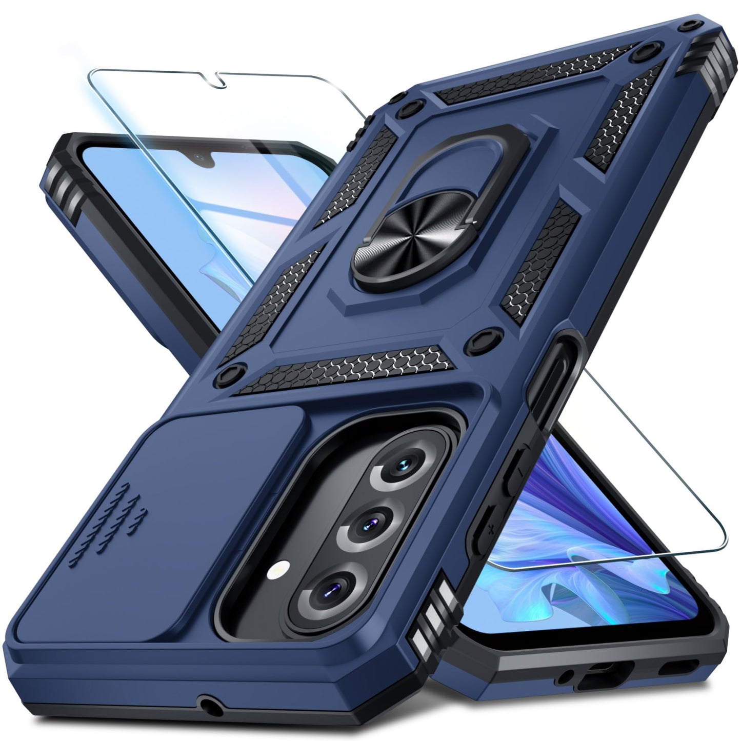 for Samsung Galaxy A37/A36 Case Built in Slide Camera Cover,Black