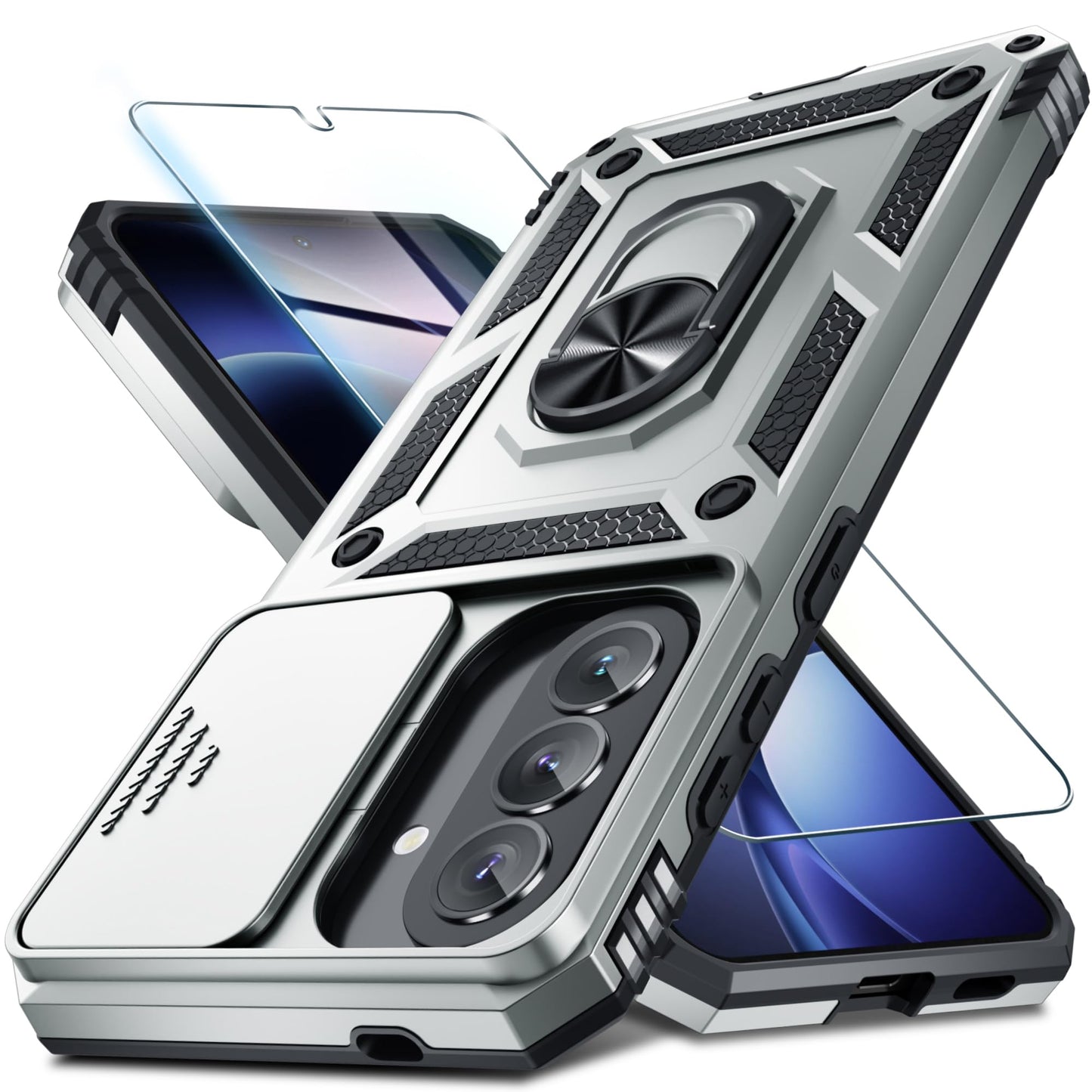 for Samsung Galaxy A37/A36 Case Built in Slide Camera Cover,Black