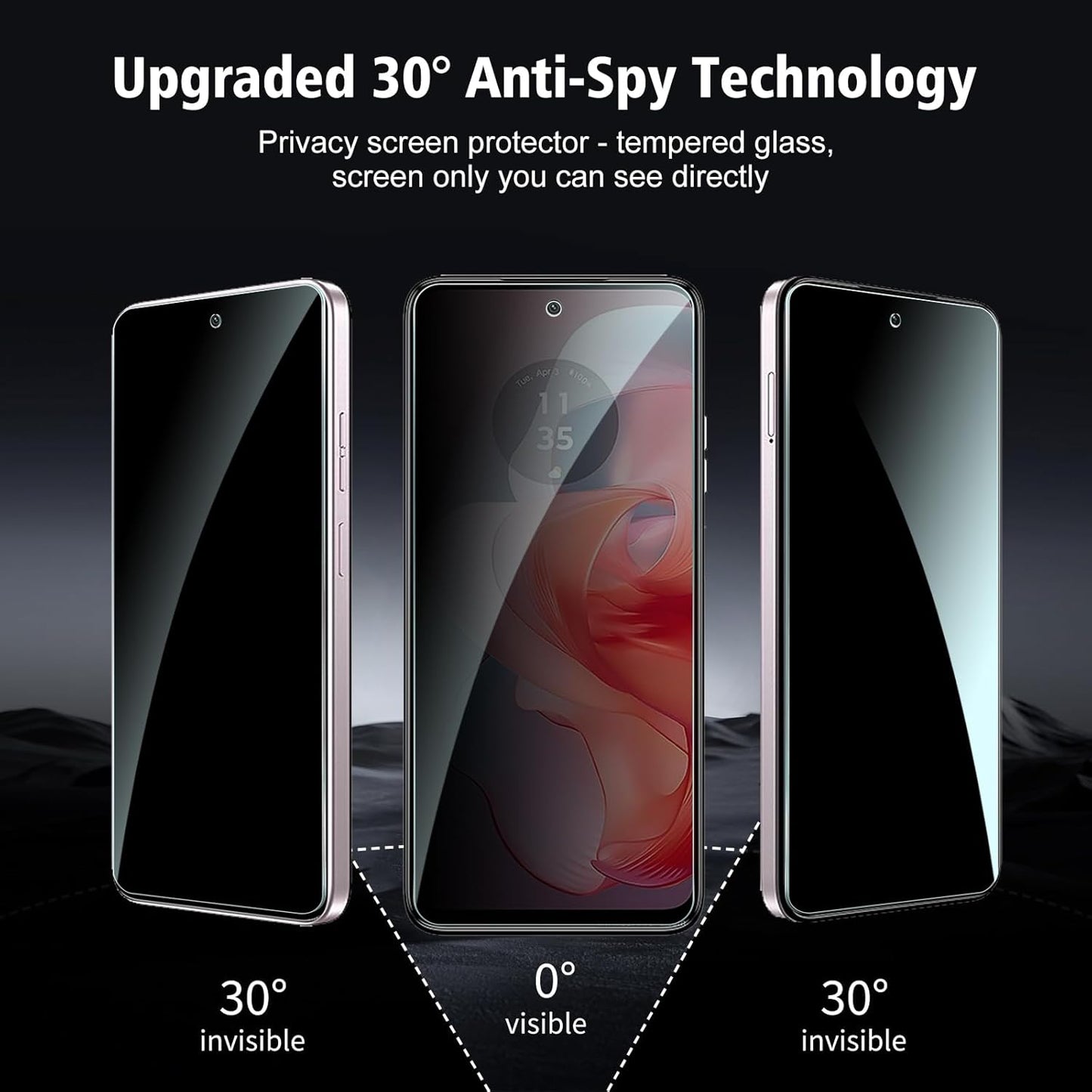 3 Pack for Motorola Moto G Power 2024 Privacy Screen Protector, Anti Spy Tempered Glass, 9H Hardness, Scratch Resistant