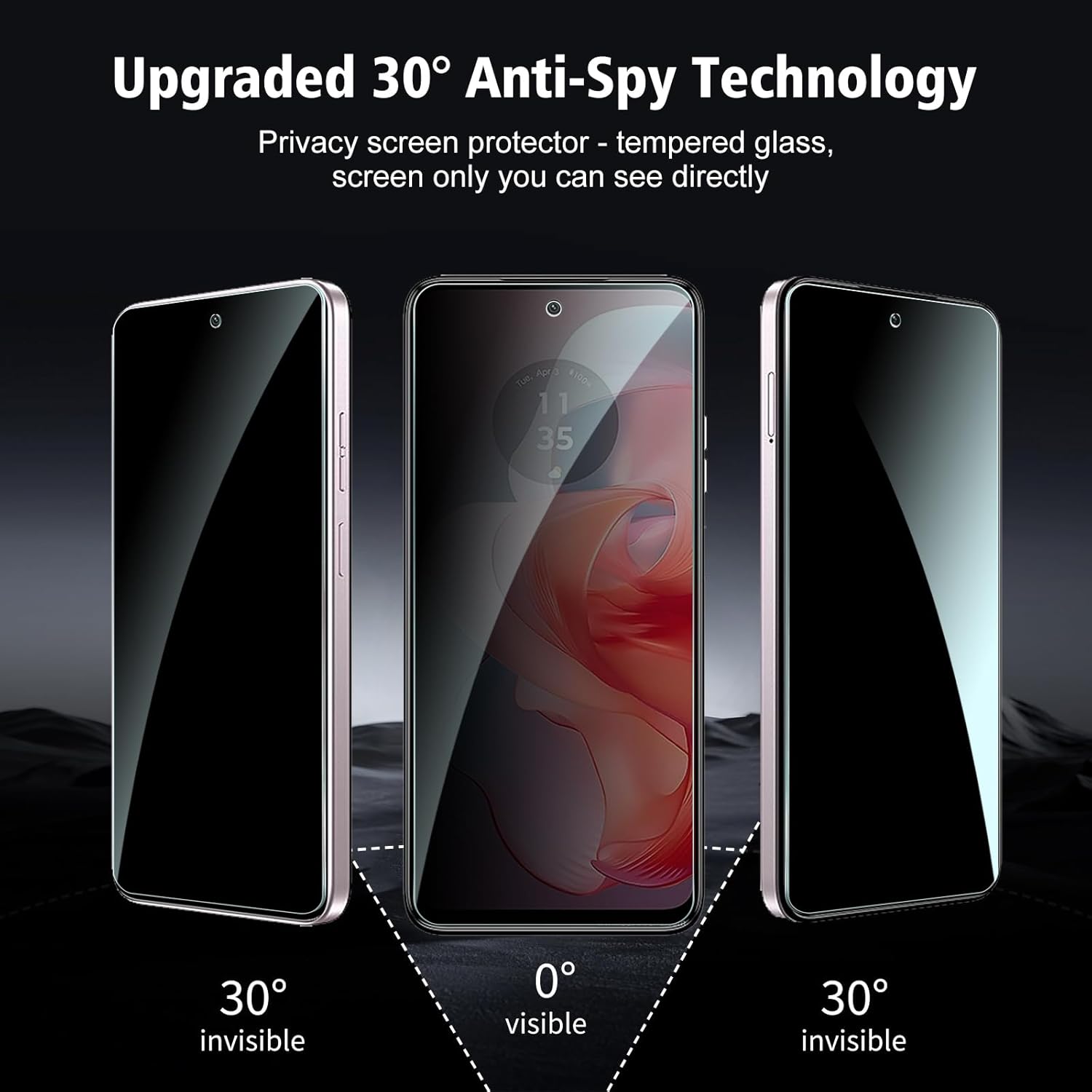 3 Pack for Motorola Moto G Power 2024 Privacy Screen Protector, Anti Spy Tempered Glass, 9H Hardness, Scratch Resistant