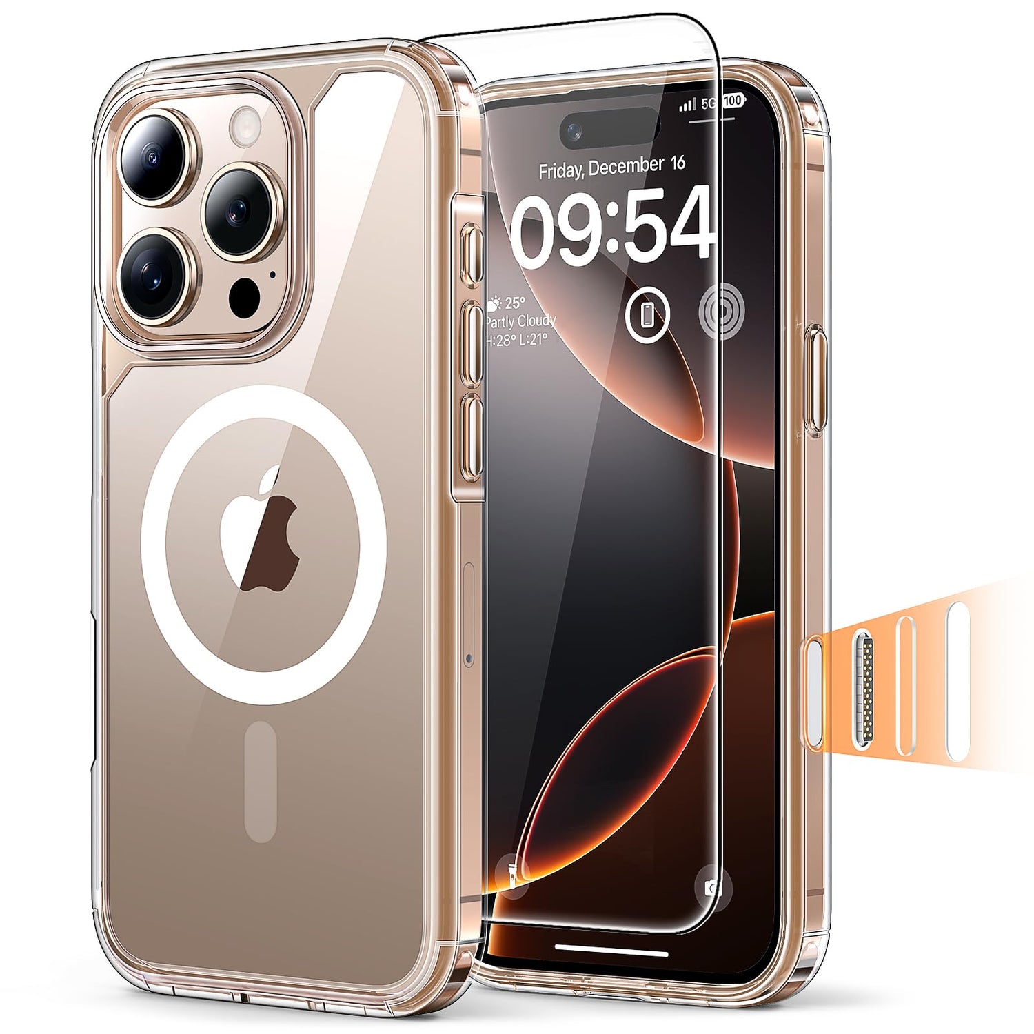 TAURI for iPhone 17 Case, Anti-Yellowing with Screen Protector, Military-Grade Protection Shockproof Slim Phone Case for iPhone 17, Clear