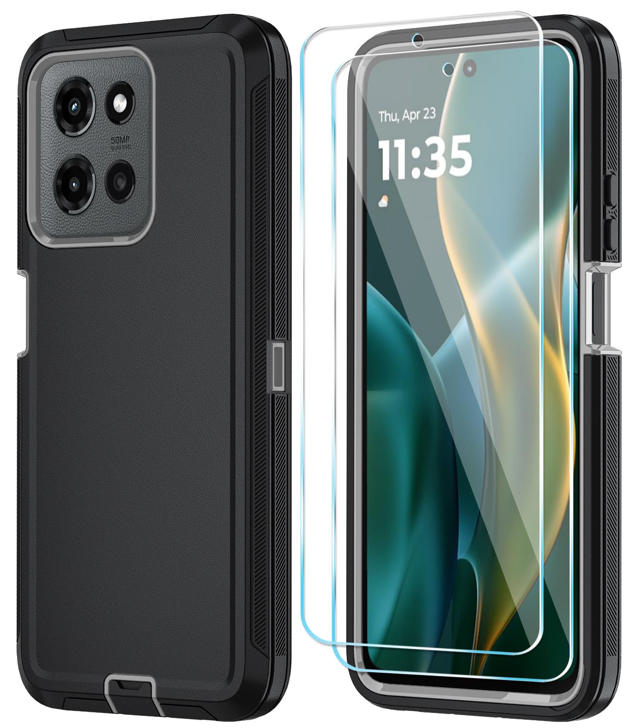 Qinmay Phone Case for Motorola Moto G 2026/Moto G Play 5G 2026 Case with HD Screen Protector, Heavy Duty Shockproof & Dropproof 3-Layer Cover Phone Case,WineRedPink