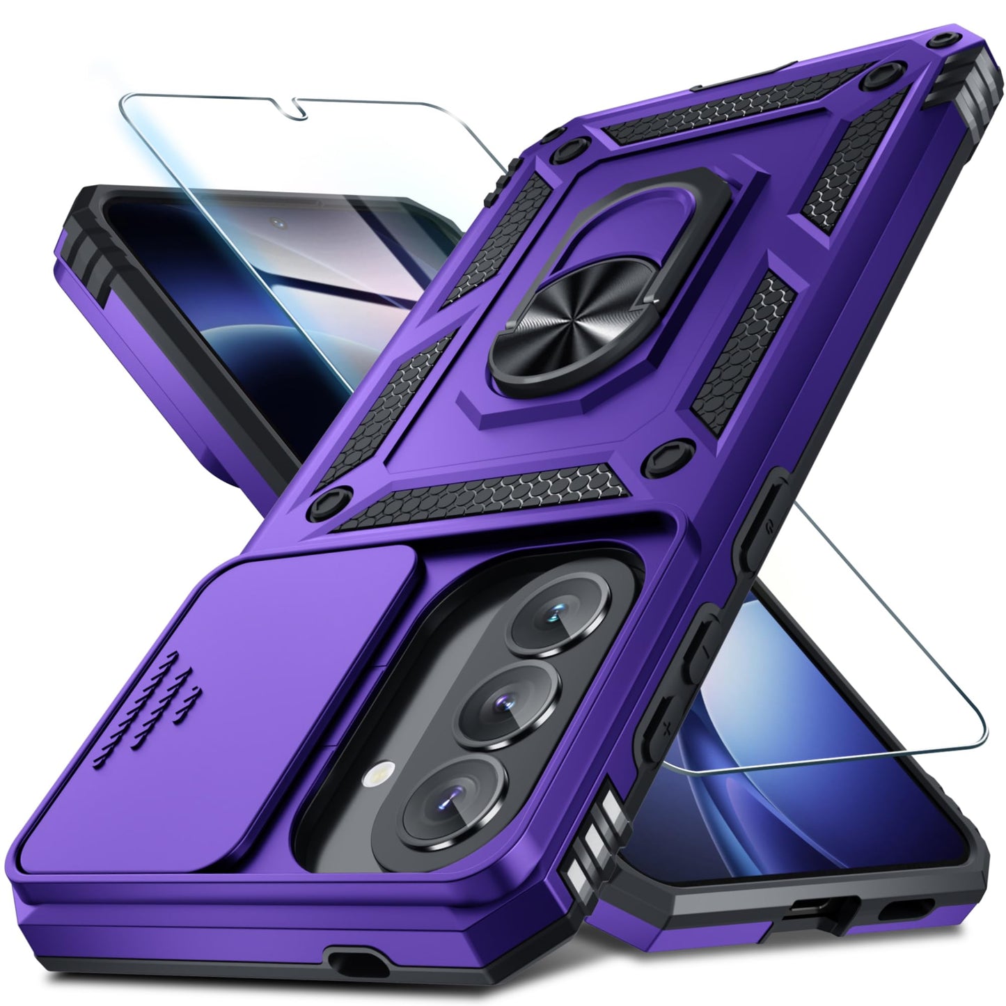 for Samsung Galaxy A37/A36 Case Built in Slide Camera Cover,Black