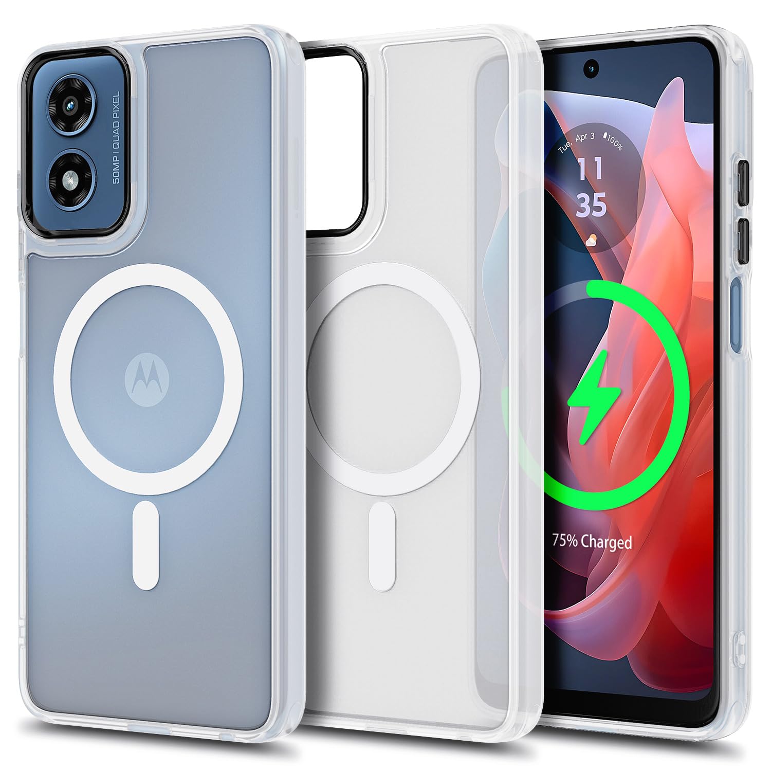 YZB Magnetic for Motorola Moto G Power-5G-2024 Case, Black | Compatible with MagSafe, Translucent Matte Scratch-Resistant Back, Military-Grade Protection Shockproof Slim Phone Cover