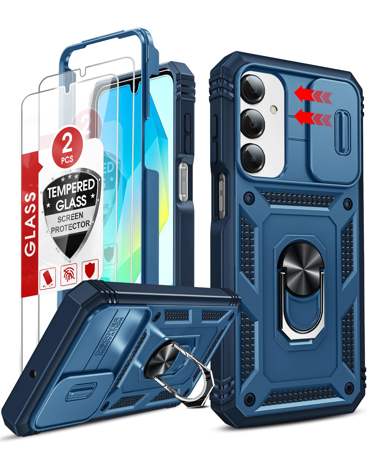 LeYi Compatible for Samsung Galaxy S24-FE Case: [𝗡𝗼𝘁 𝗳𝗶𝘁 𝗦𝟮𝟰 𝟱𝗚] Samsung S24 FE Case with S24FE Screen Protector X2 & Magnetic Stand, Military-Grade Cell Galaxy S 24 FE Phone, Black