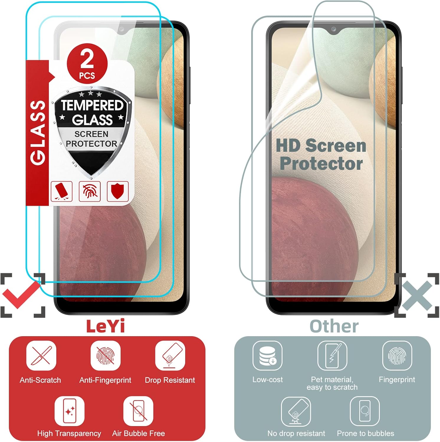 LeYi for Samsung Galaxy A12 Phone Case, Samsung A12 Phone Case with [2 Pack] Glass Screen Protector Replacement, Military-Grade Shockproof Magnetic Ring Stand Cell Android Case Cover A 12 5G, Black