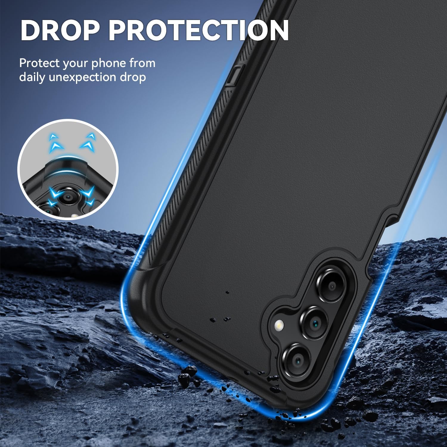 Case for Galaxy A25 5G Case, Samsung Galaxy A25 5G Case with HD Screen Protector [3 Layer] Military-Grade Heavy-Duty Shockproof Protective Phone Case for Samsung A25 5G,Black/Black