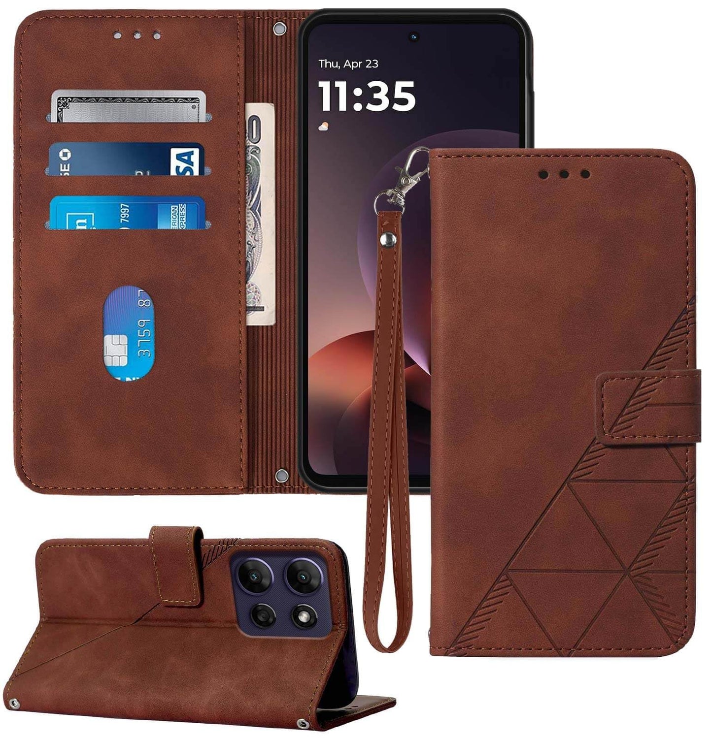 for Moto G Power 2026 Case Wallet, Card Holder Slots, Wrist Strap, TPU Interior Phone Protective, Stand PU Leather Flip Cases Cover for Moto G Power - 2026 (Black)