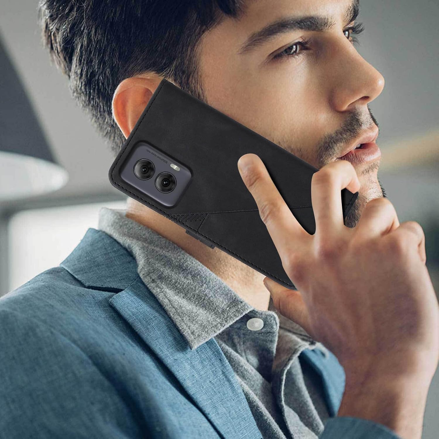 for Moto G Power 5G 2024 Case Wallet, Card Holder Slots, Wrist Strap, TPU Interior Protective, Stand PU Leather Flip Cover for Moto G Power 5G 2024 (Black)