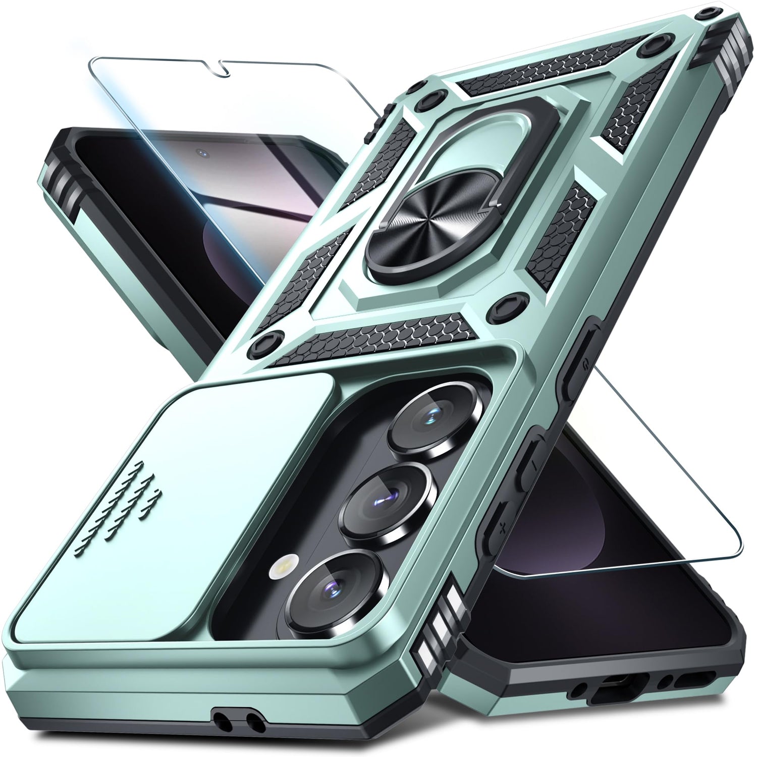 for Samsung Galaxy A37/A36 Case Built in Slide Camera Cover,Black
