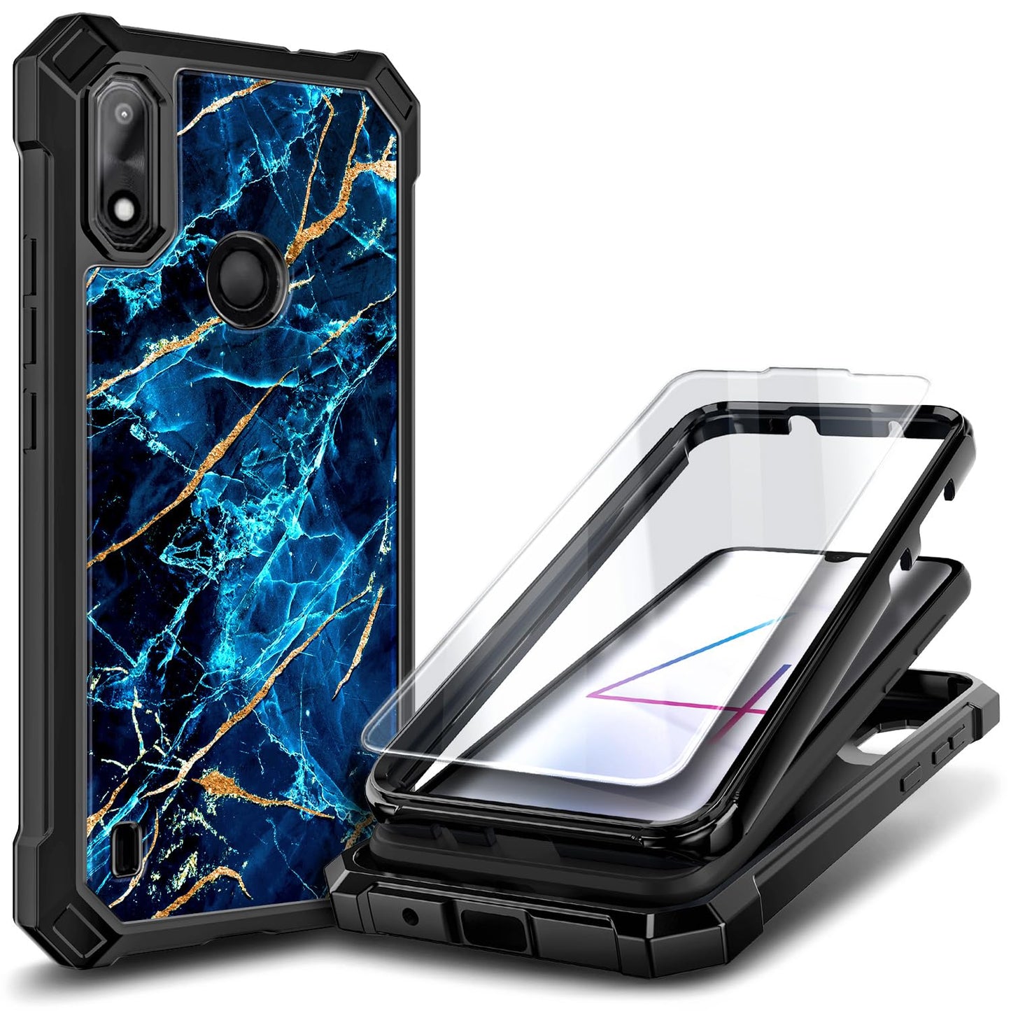 for TCL NXTPAPER 70 Pro Case, Shockproof Cover, Glitter Aqua/Purple