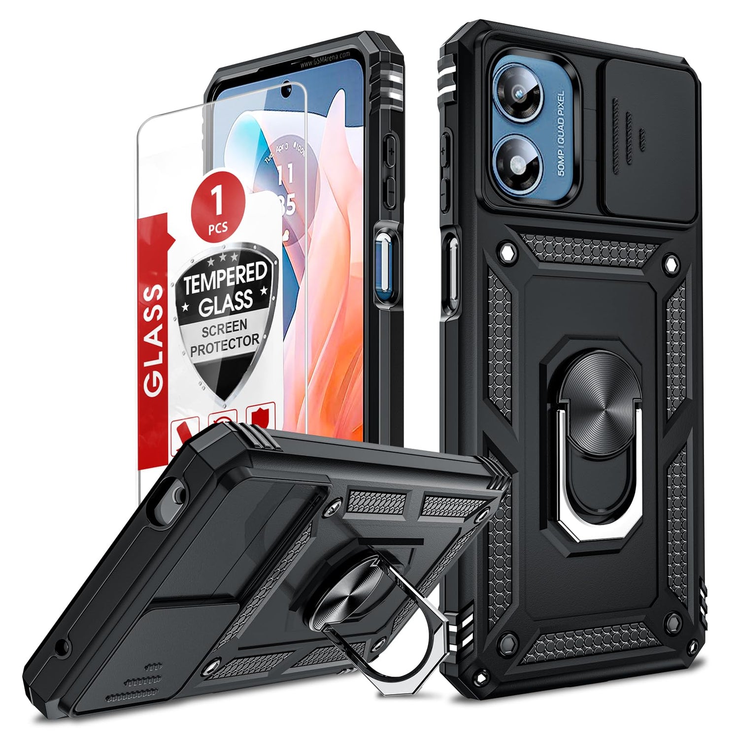 LeYi for Motorola Moto G Stylus 2025-Case: 【𝐍𝐨𝐭 𝐅𝐢𝐭 𝐌𝐨𝐭𝐨 𝐆 𝟐𝟎𝟐𝟓】Moto G Stylus 2026 Case 5G, Slide Camera Cover Screen Protector, Tough Armor Android Unlocked Phone Magnetic Stand, Black