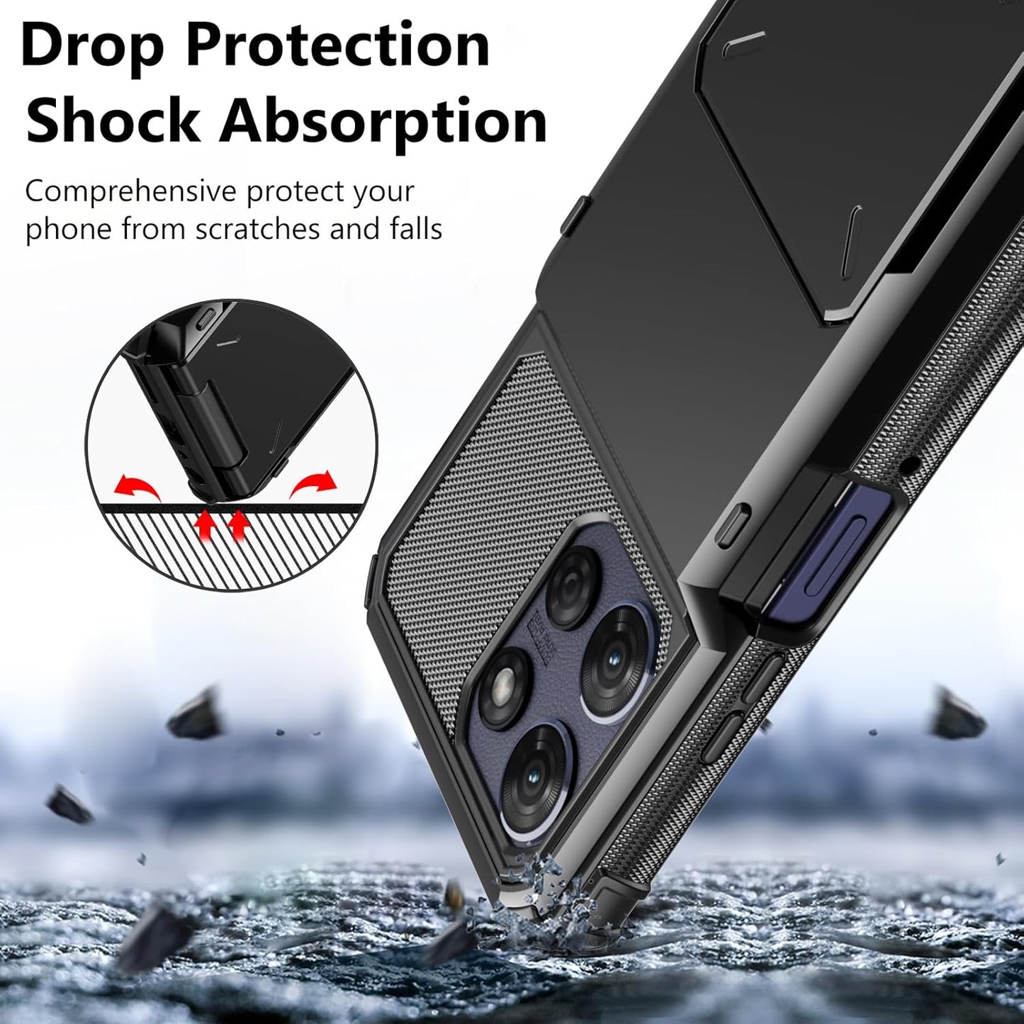 Vofolen for Moto G Power 2025/2026 Case Wallet with Card Holder Dual Layer Heavy Duty Shockproof Protective Hidden Flip 4-Card Slots Phone Cover for Motorola Moto G Power 5G 2025/2026 Women Men Black