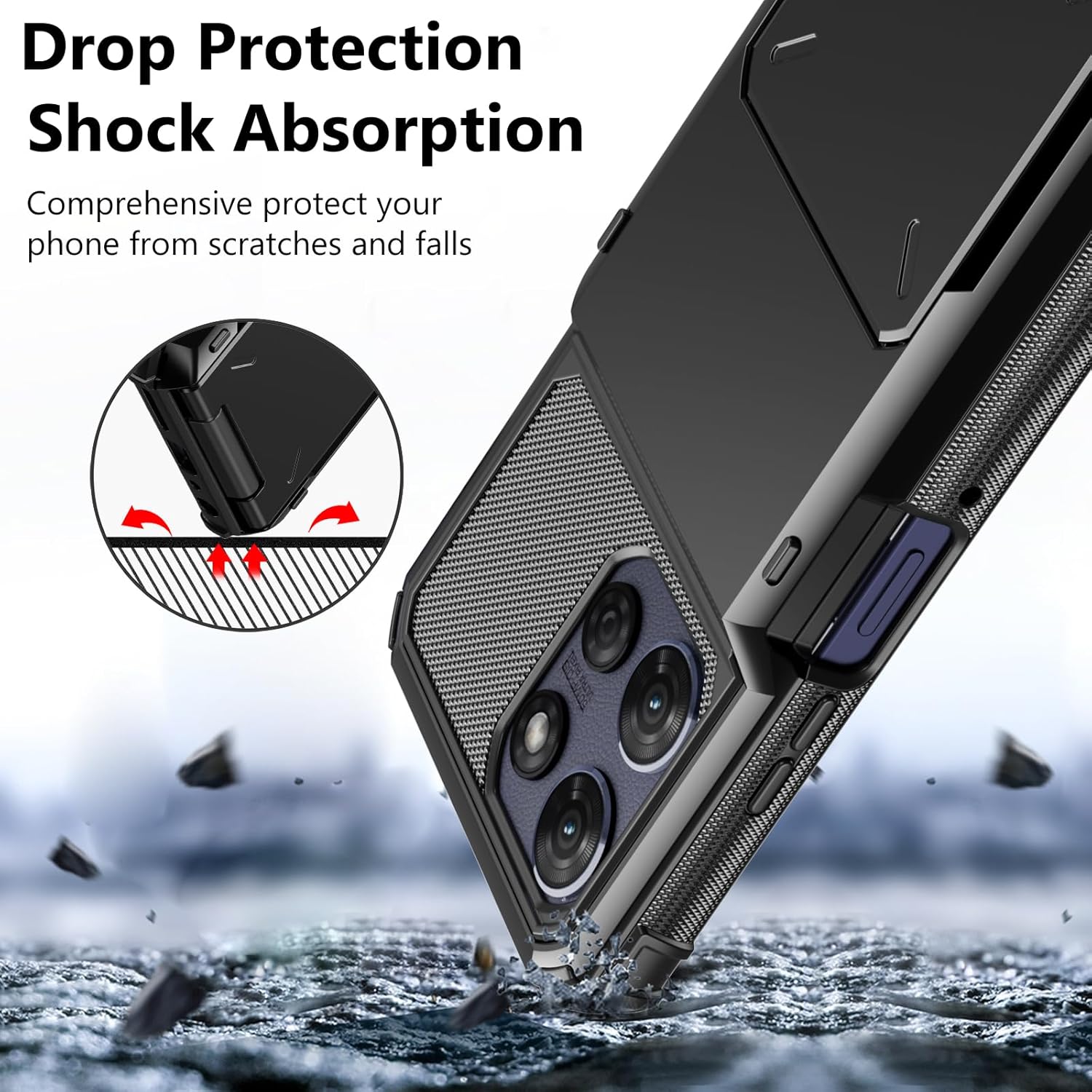 Vofolen for Moto G Power 2025/2026 Case Wallet with Card Holder Dual Layer Heavy Duty Shockproof Protective Hidden Flip 4-Card Slots Phone Cover for Motorola Moto G Power 5G 2025/2026 Women Men Black
