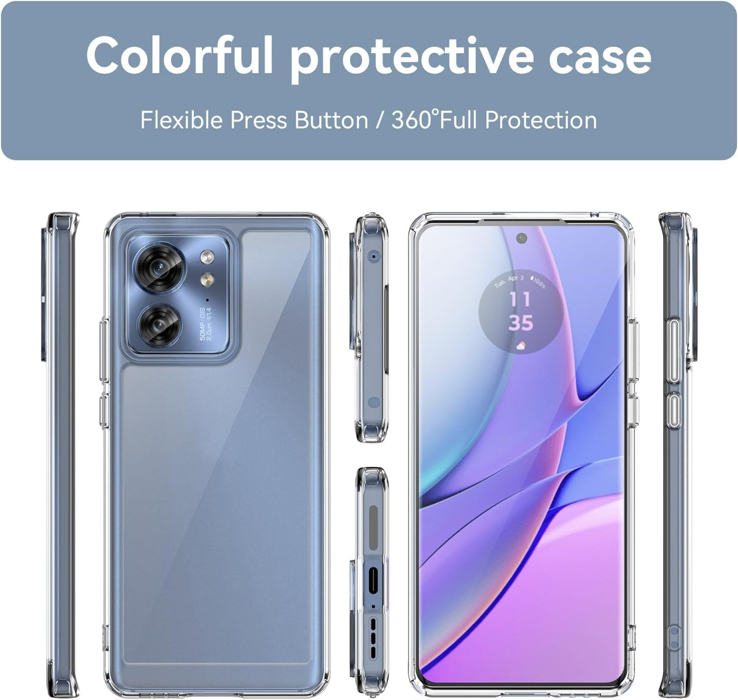 for Motorola Moto Edge 2023 Case,Slim Thin Lightweight Hard PC Crystal Cover Soft Bumper Shockproof Protection Phone Case for Motorola Moto Edge 2023 (Clear)