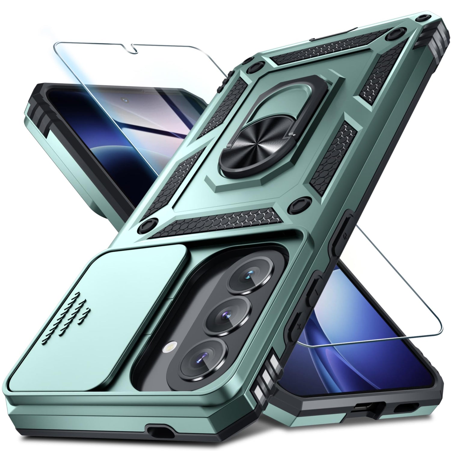 for Samsung Galaxy A37/A36 Case Built in Slide Camera Cover,Black