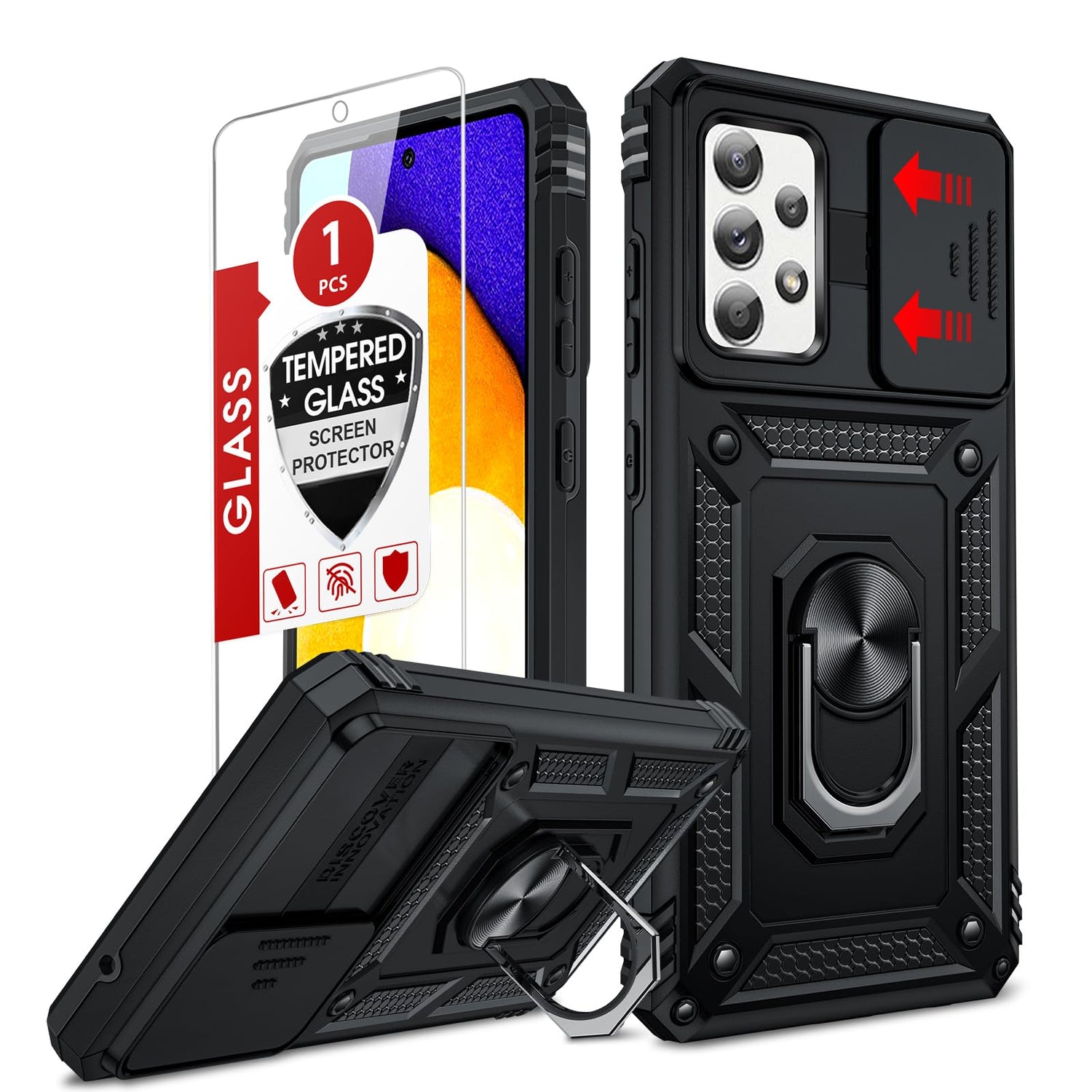 LeYi for Motorola Moto G Stylus 2025-Case: 【𝐍𝐨𝐭 𝐅𝐢𝐭 𝐌𝐨𝐭𝐨 𝐆 𝟐𝟎𝟐𝟓】Moto G Stylus 2026 Case 5G, Slide Camera Cover Screen Protector, Tough Armor Android Unlocked Phone Magnetic Stand, Black