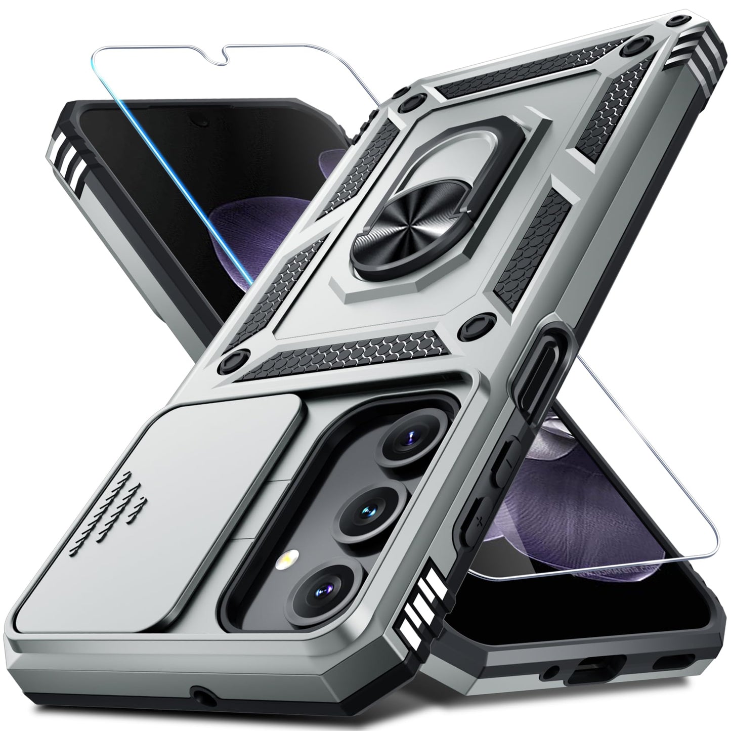 Janmitta for Samsung Galaxy A57 Case Built in Slide Camera Cover,Black