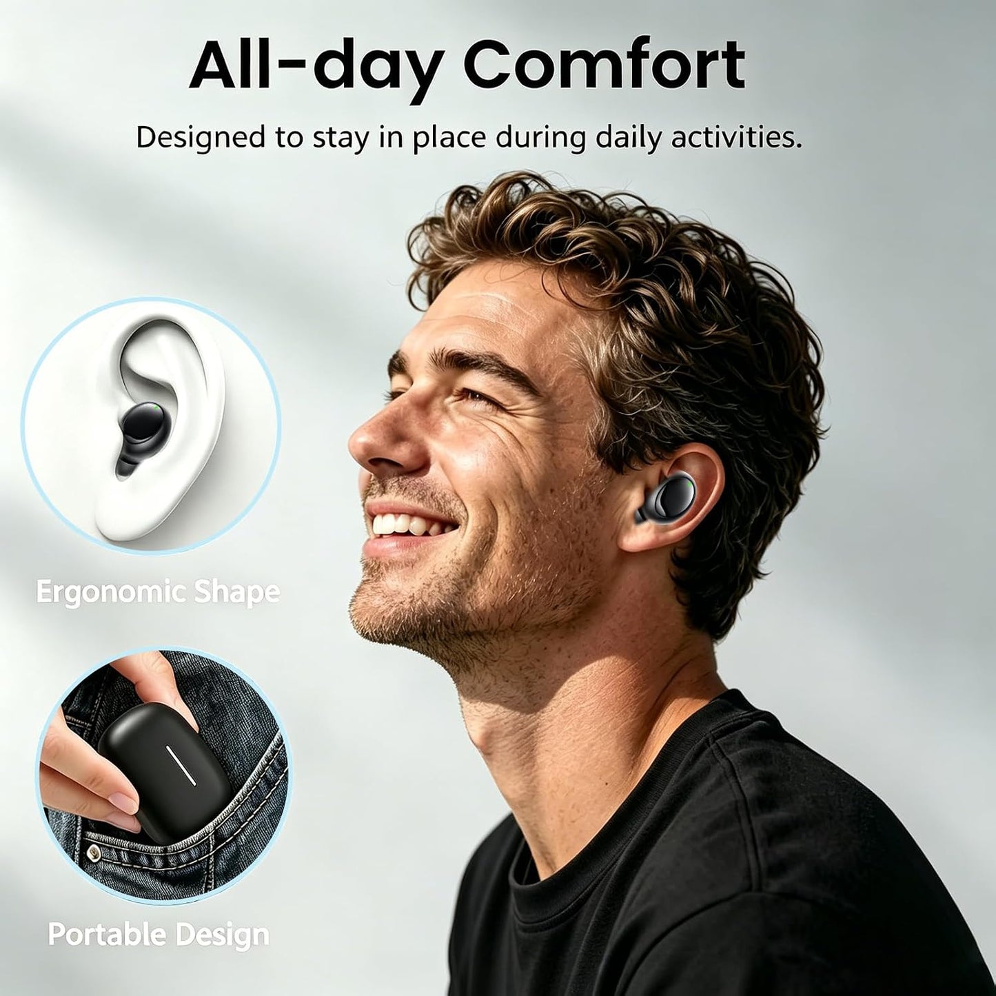 Wireless Bluetooth 5.4 Small in-Ear Headphones, Hi-Fi Stereo Sound
